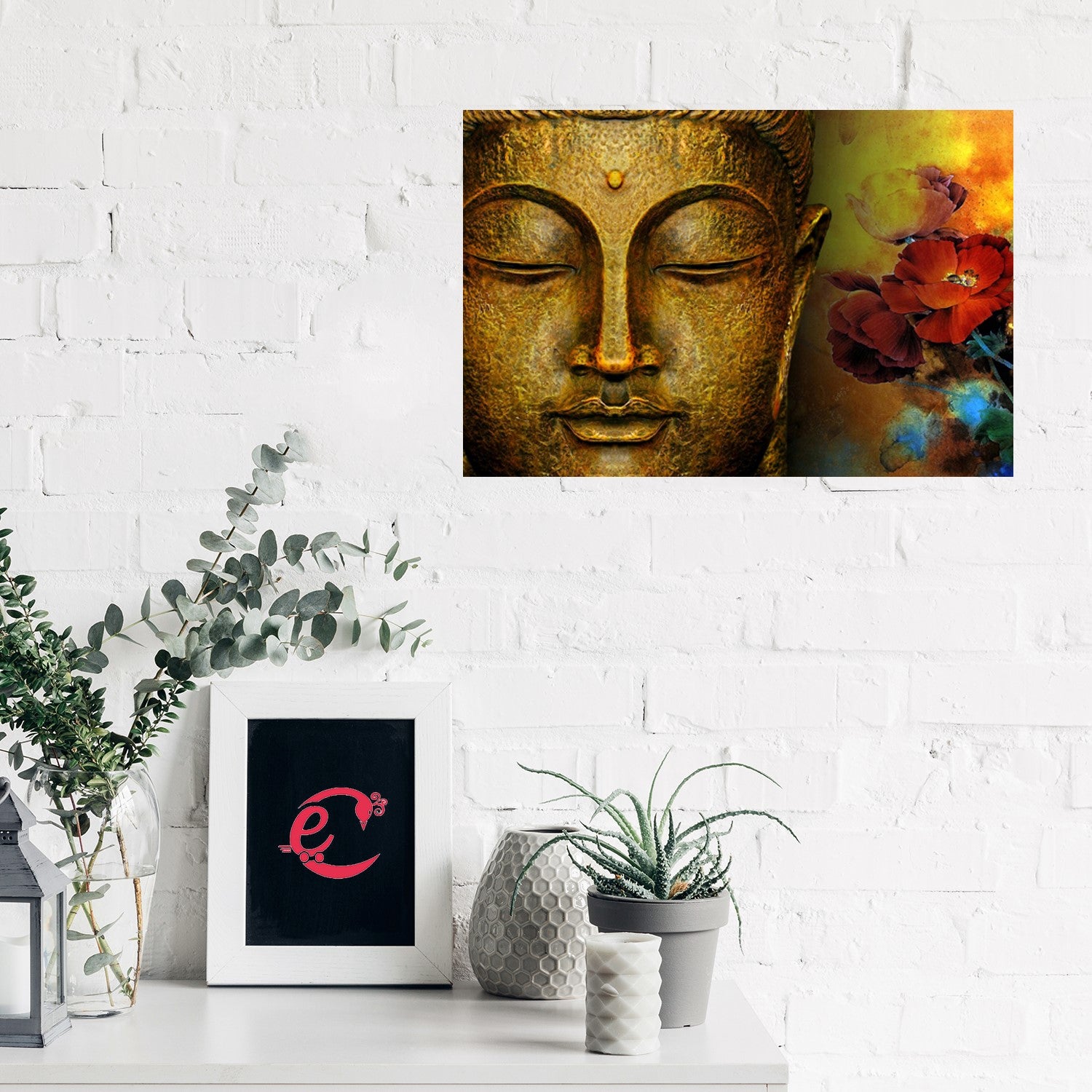 Spritual Buddha Design Self Adhesive Sparkle Coated Painting without frame