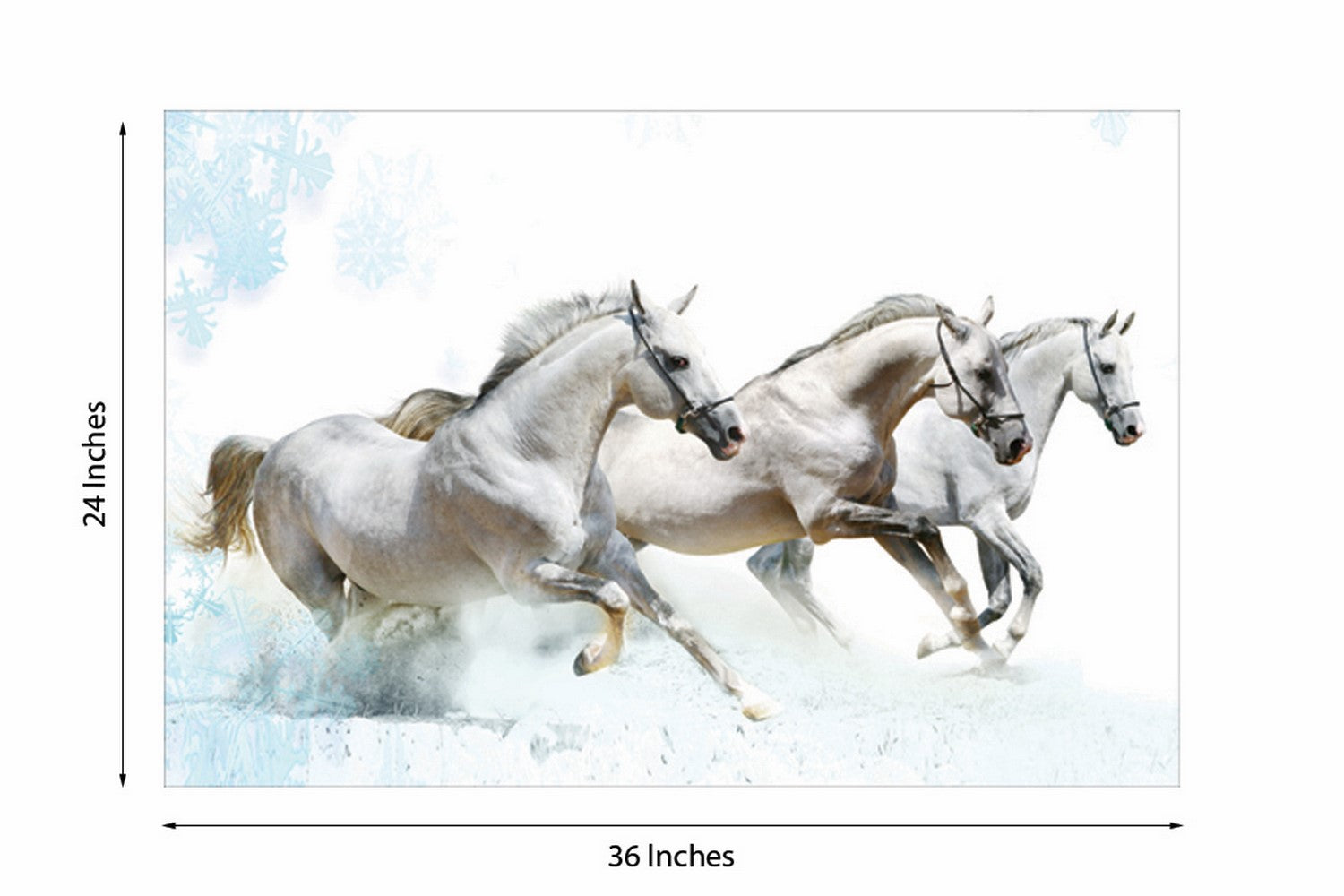 3 Running White Horses Design Self Adhesive Sparkle Coated Painting without frame 2