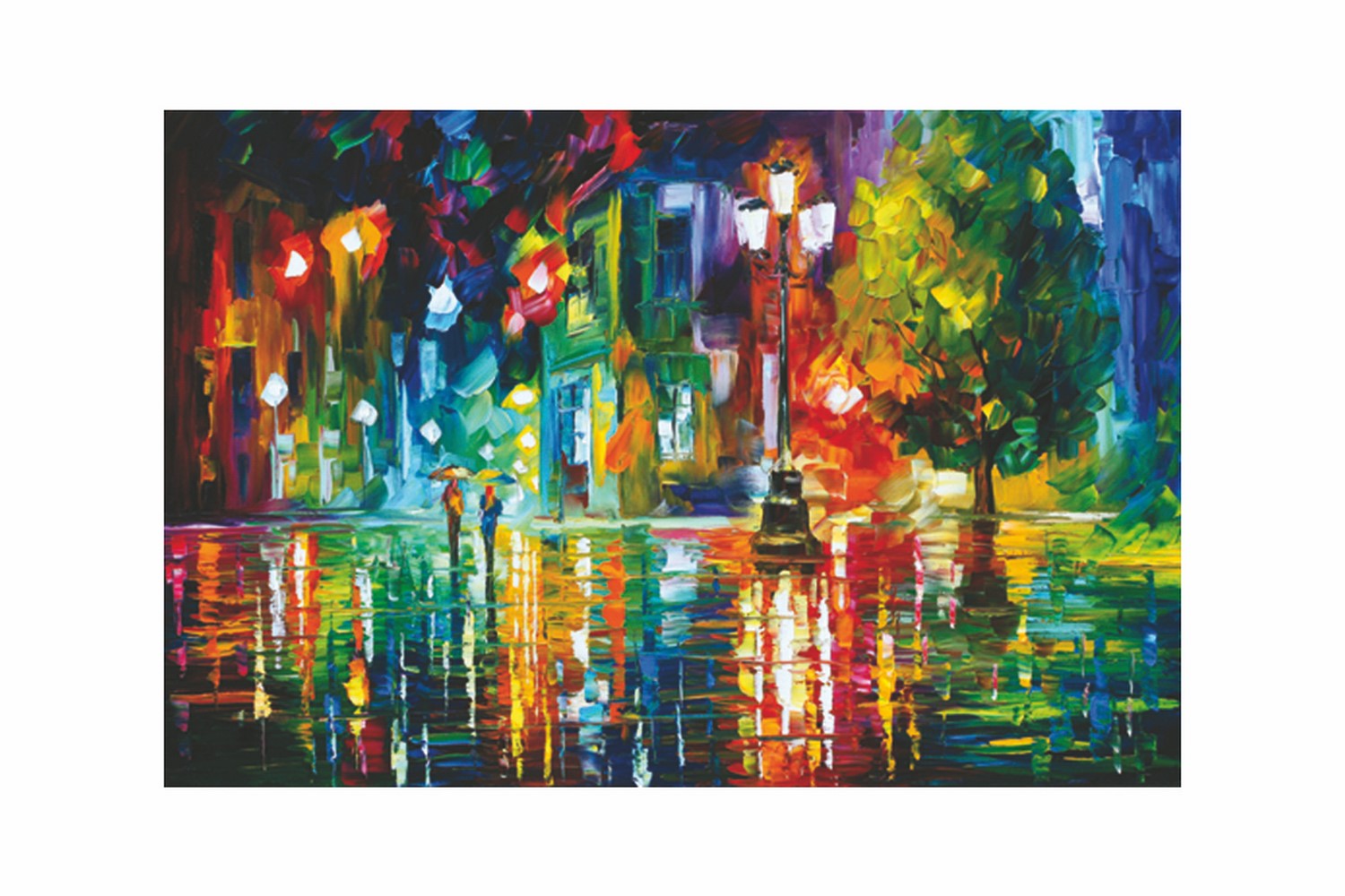 Beauty Under Rain Design Self Adhesive Sparkle Coated Painting without frame