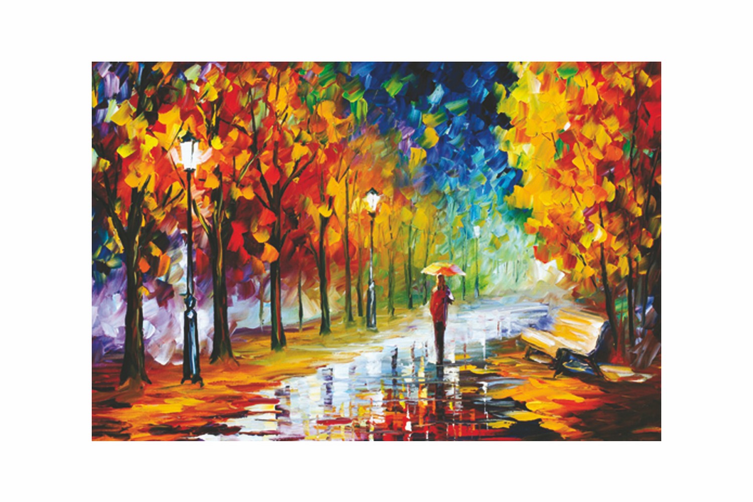 Artistic Rain View Design Self Adhesive Sparkle Coated Painting without frame