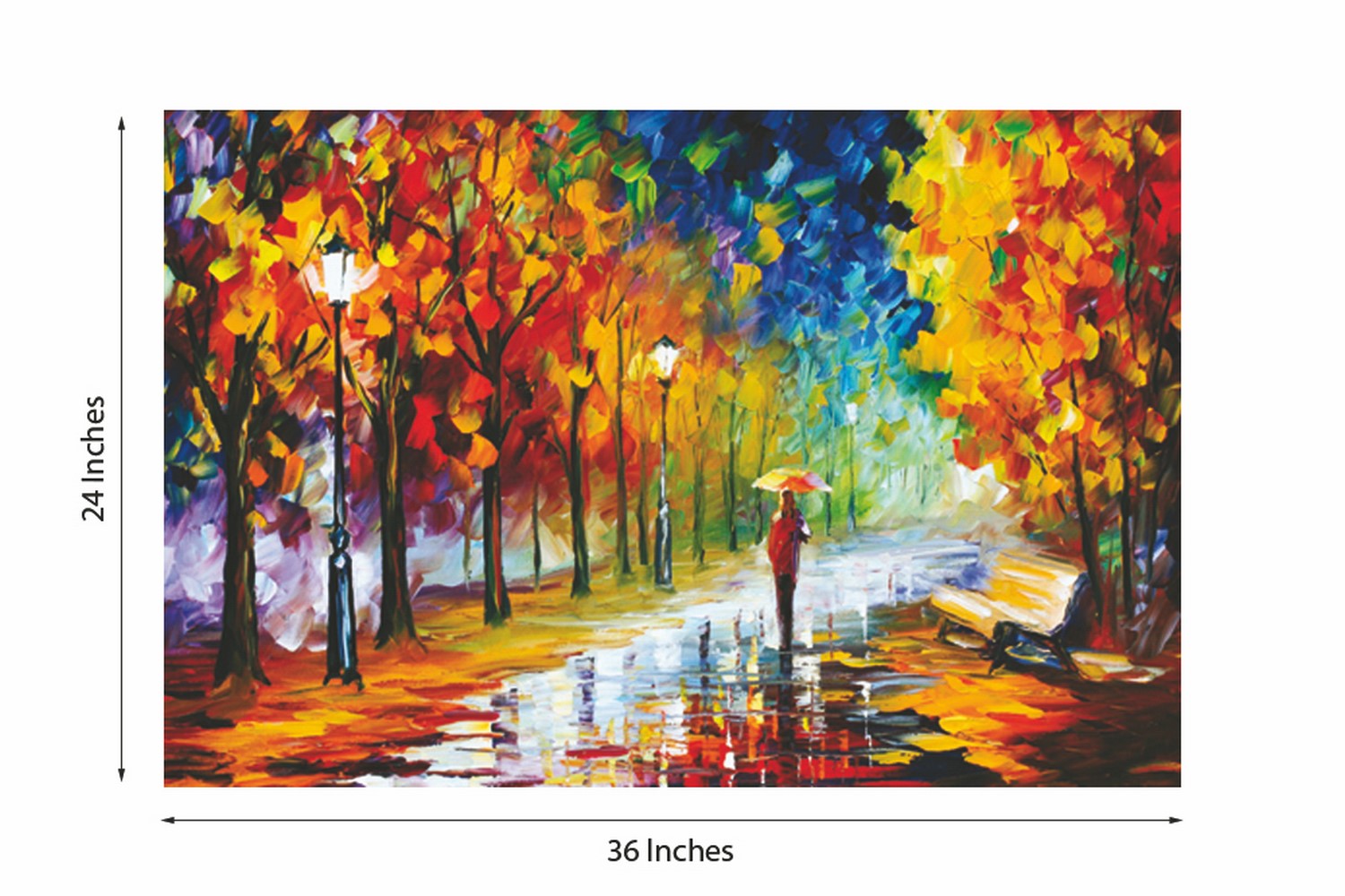 Artistic Rain View Design Self Adhesive Sparkle Coated Painting without frame 2