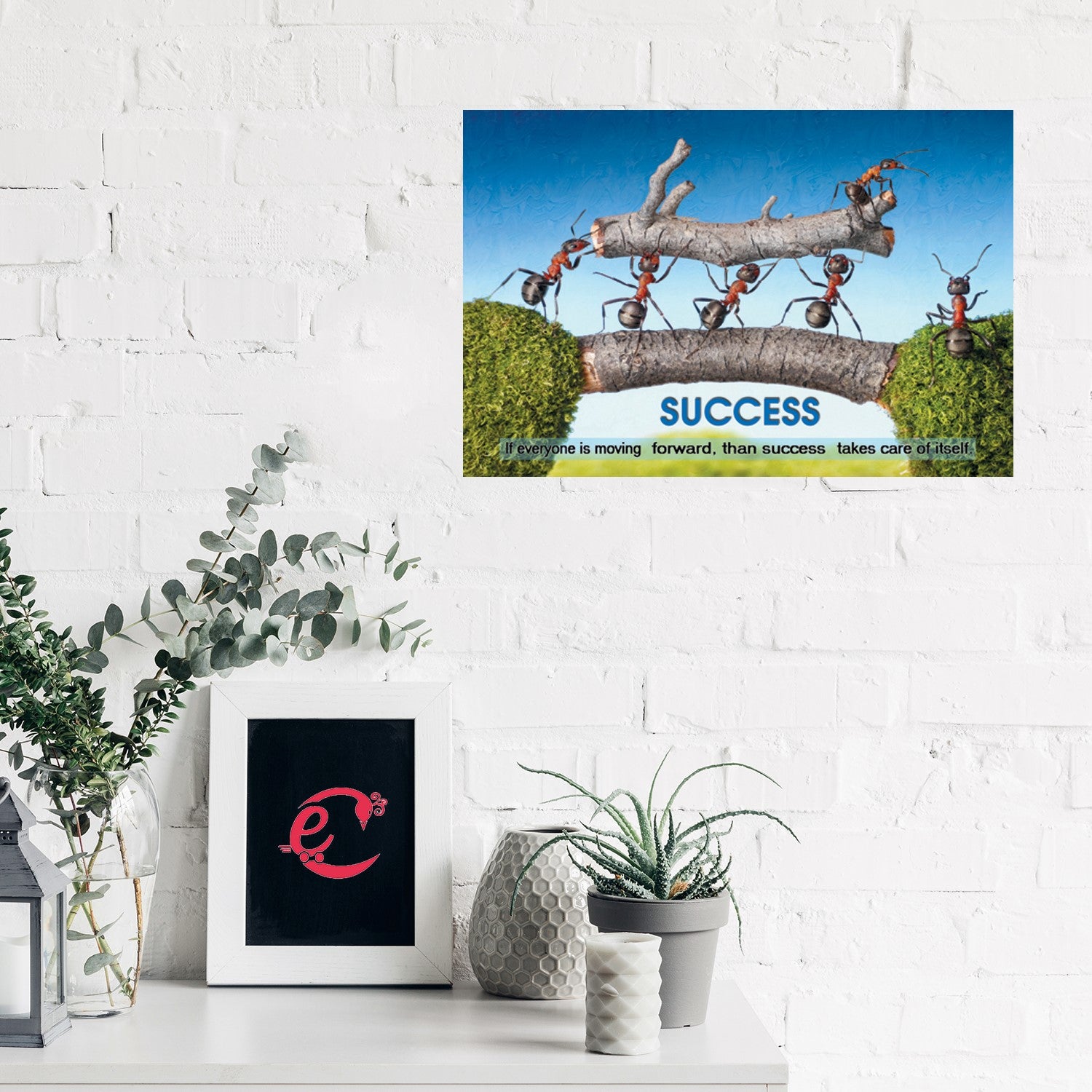 Success Theme Design Self Adhesive Sparkle Coated Painting without frame