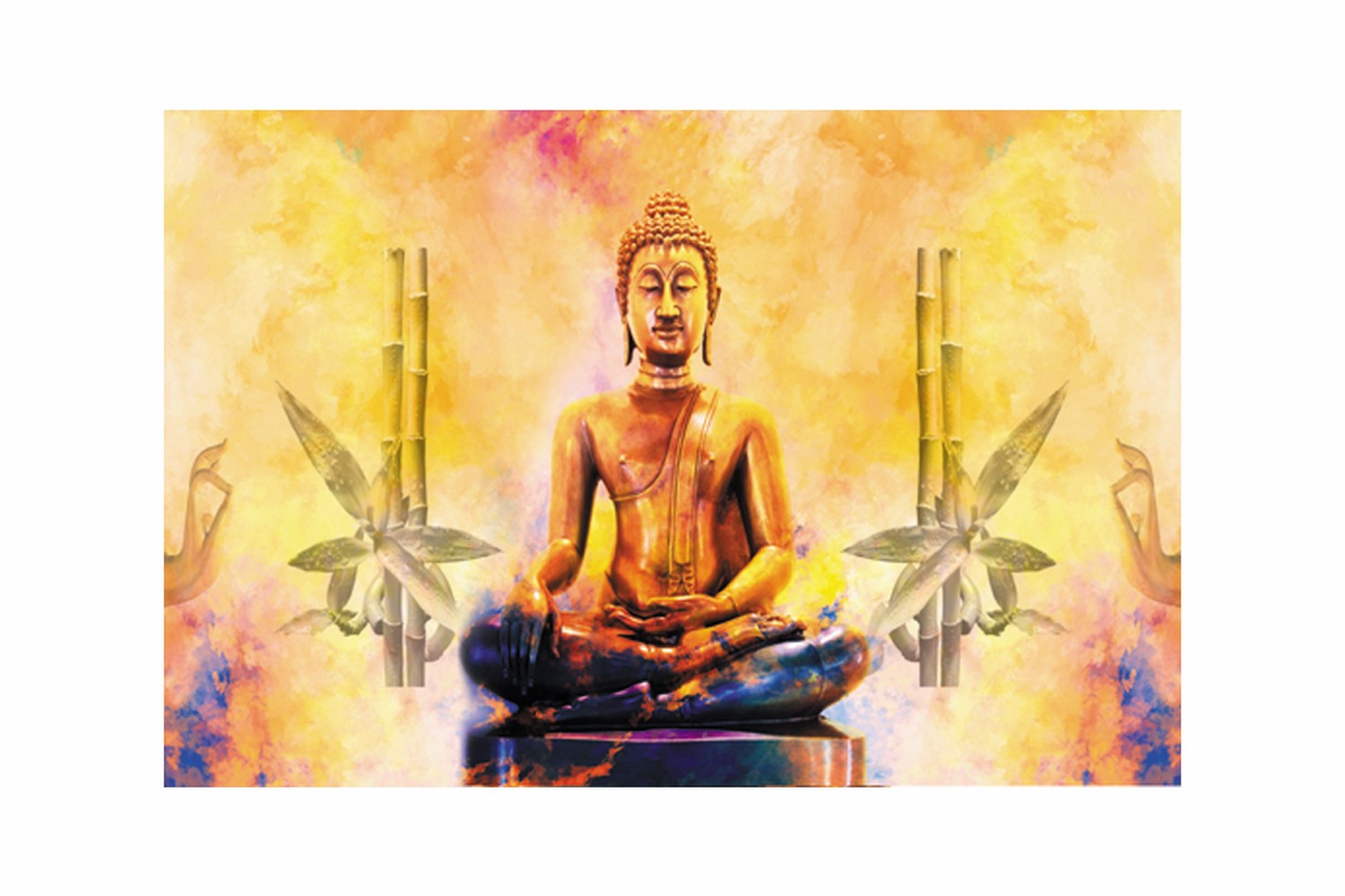 Meditating Buddha Design Self Adhesive Sparkle Coated Painting without frame 1