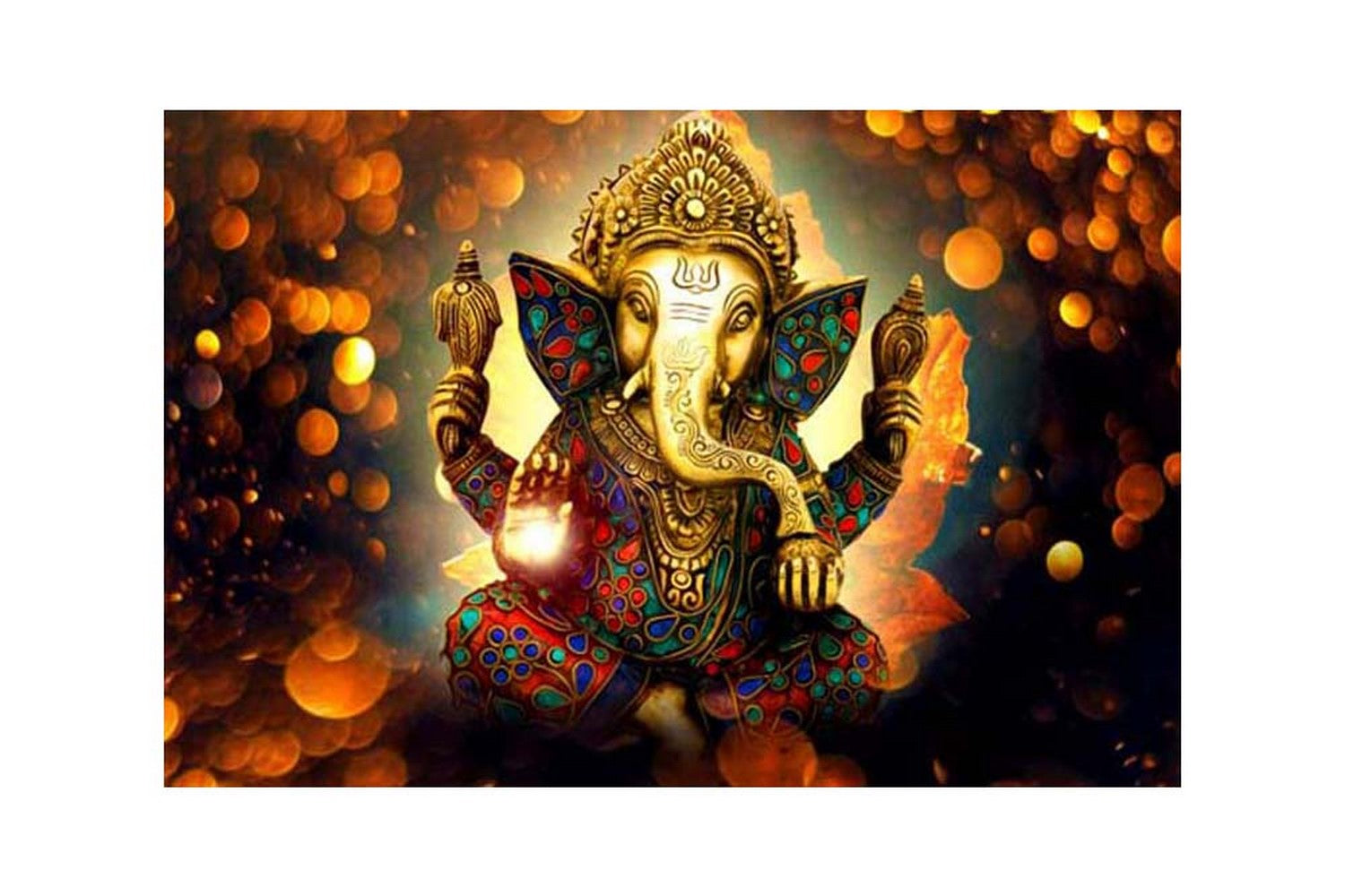 Lord Ganesha Design Self Adhesive Sparkle Coated Painting without frame 1