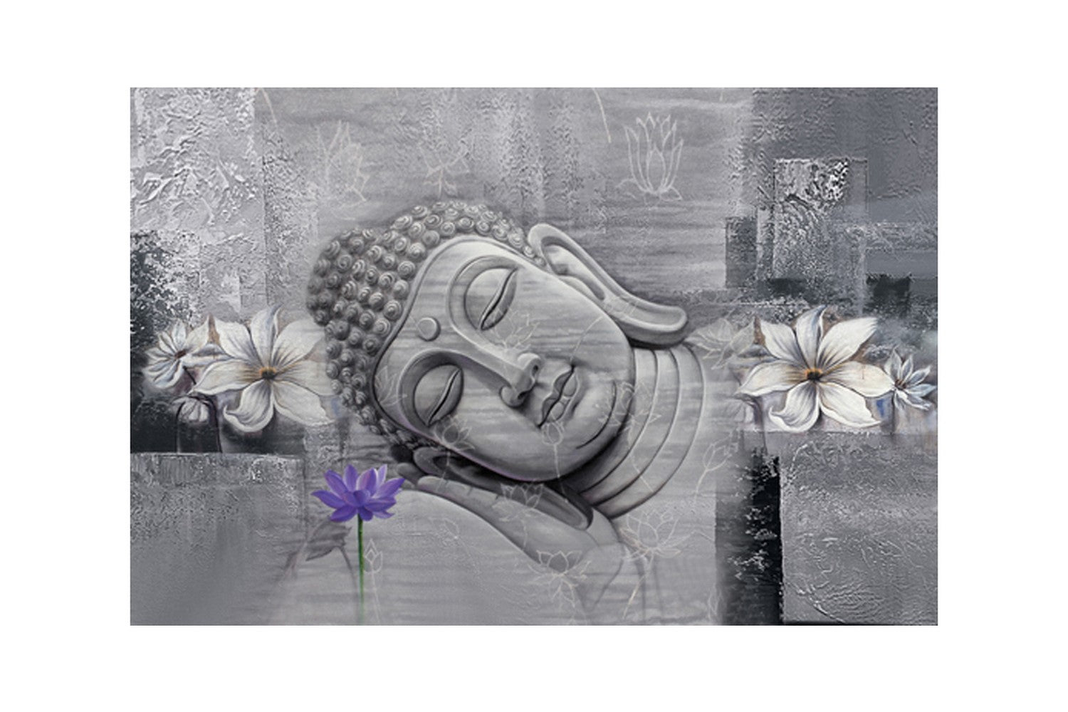 Lord Buddha Design Self Adhesive Sparkle Coated Painting without frame 1