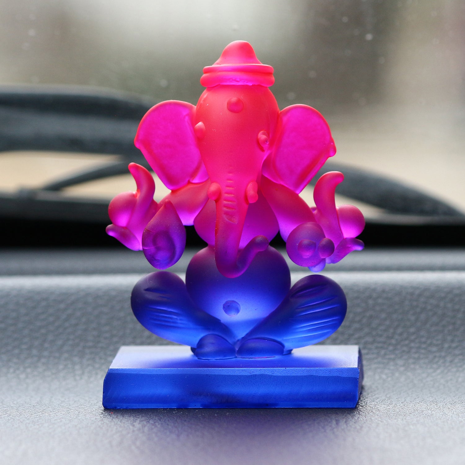 Pink and Blue Transparent Double Sided Crystal Lord Ganesha Idol For Home, Office and Car Dashboard 2