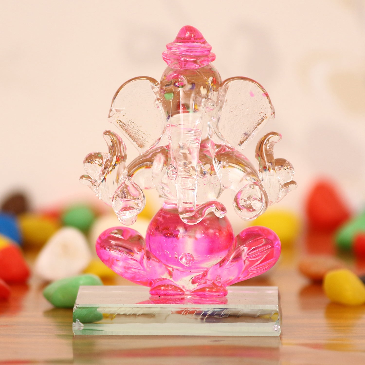 Crystal Lord Ganesha Idol For Home And Car Dashboard 1