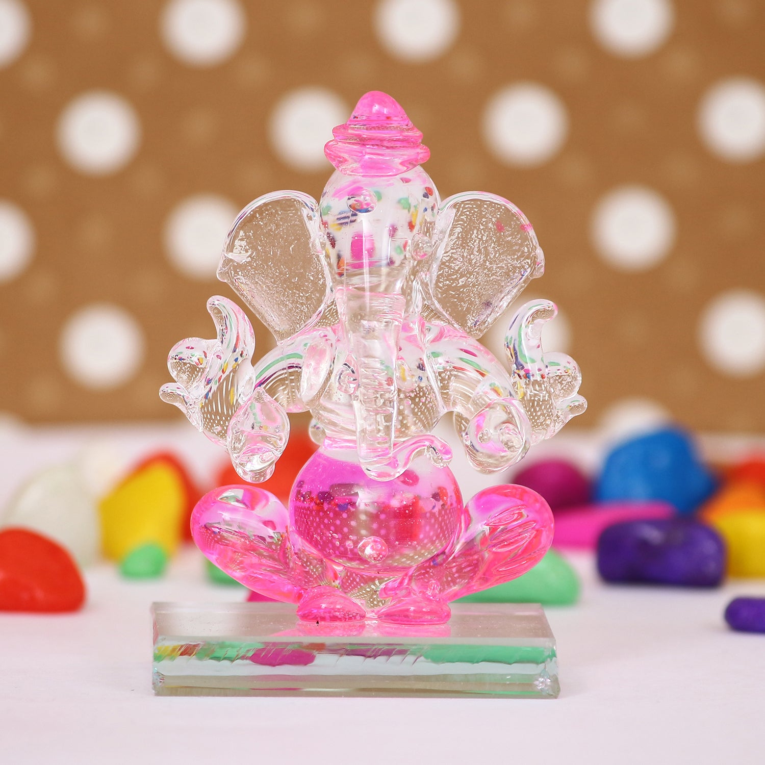 Crystal Lord Ganesha Idol For Home And Car Dashboard 2
