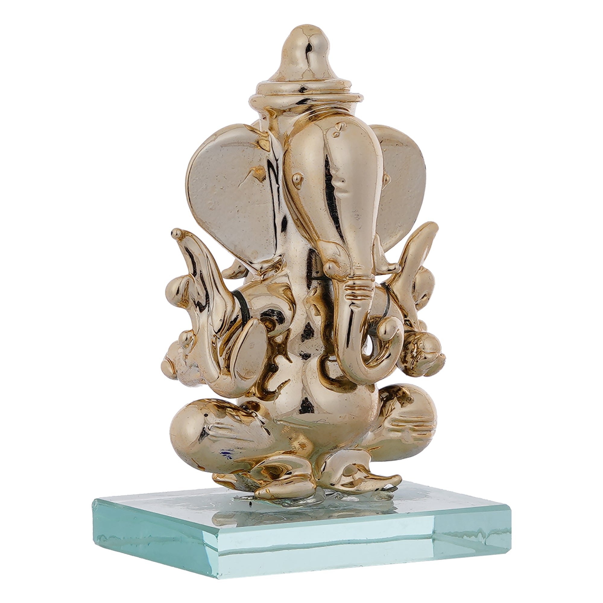 Golden Lord Ganesha Crystal Statue for Home and Car Dashboard 2