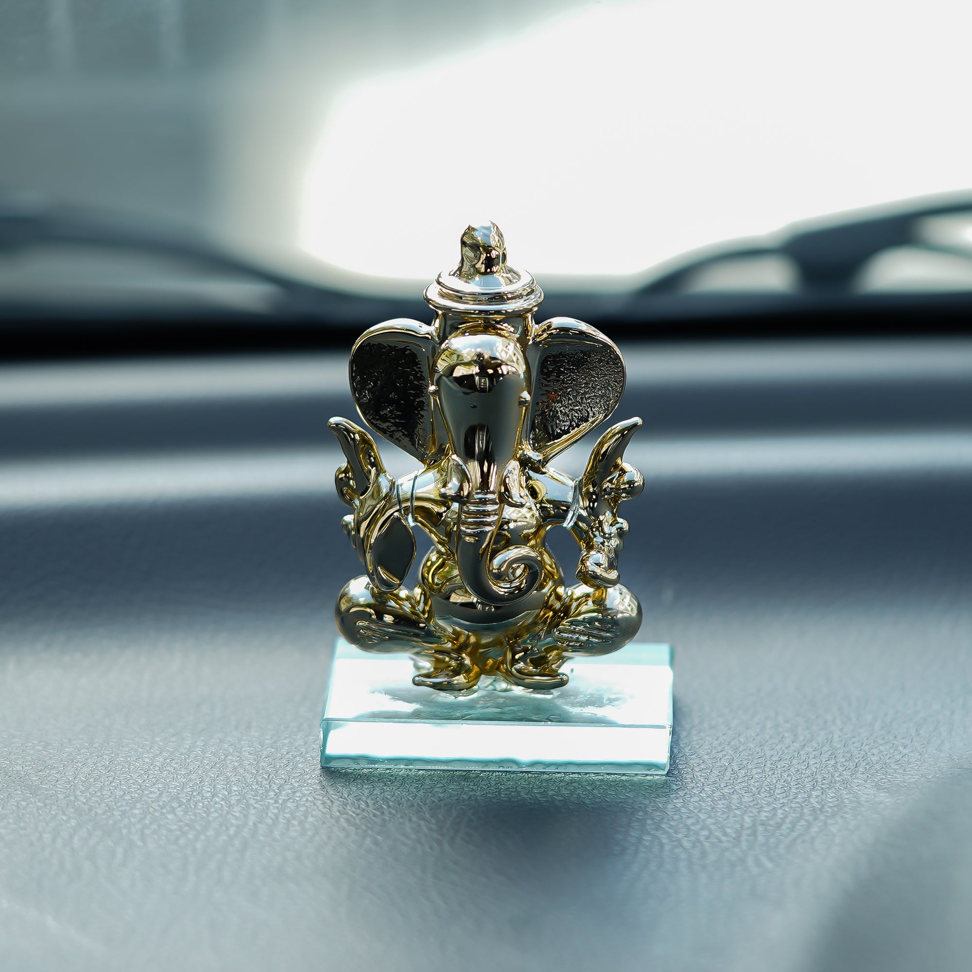 Golden Lord Ganesha Crystal Statue for Home and Car Dashboard 4