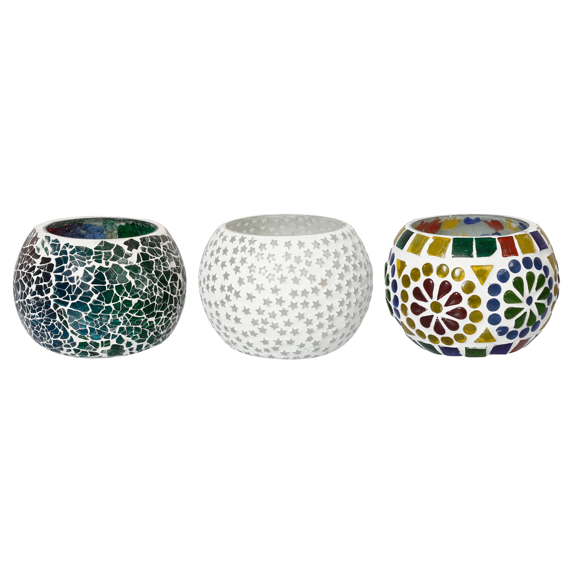 Set of 3 Mosaic Glass Decorative tea light candle holder/Diya 2