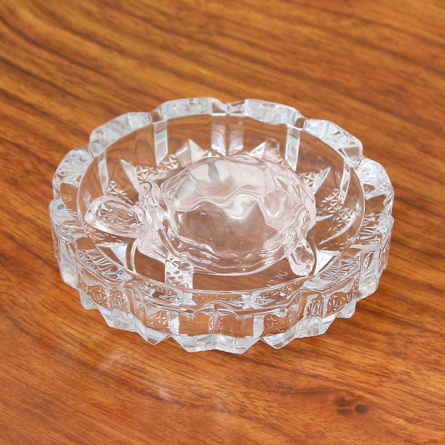 Decorative Feng-Shui White Crystal tortoise statue with Plate for Office Desks and Home
