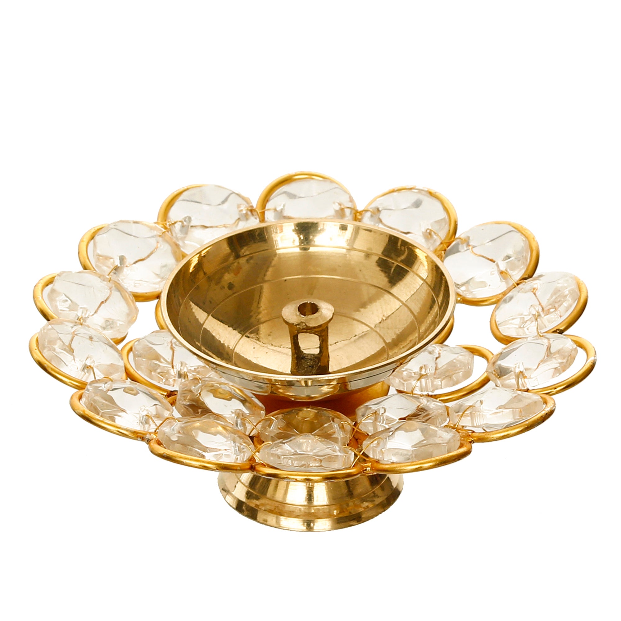 White and Gold Bowl Shape Crystal Tea Light Holder 2