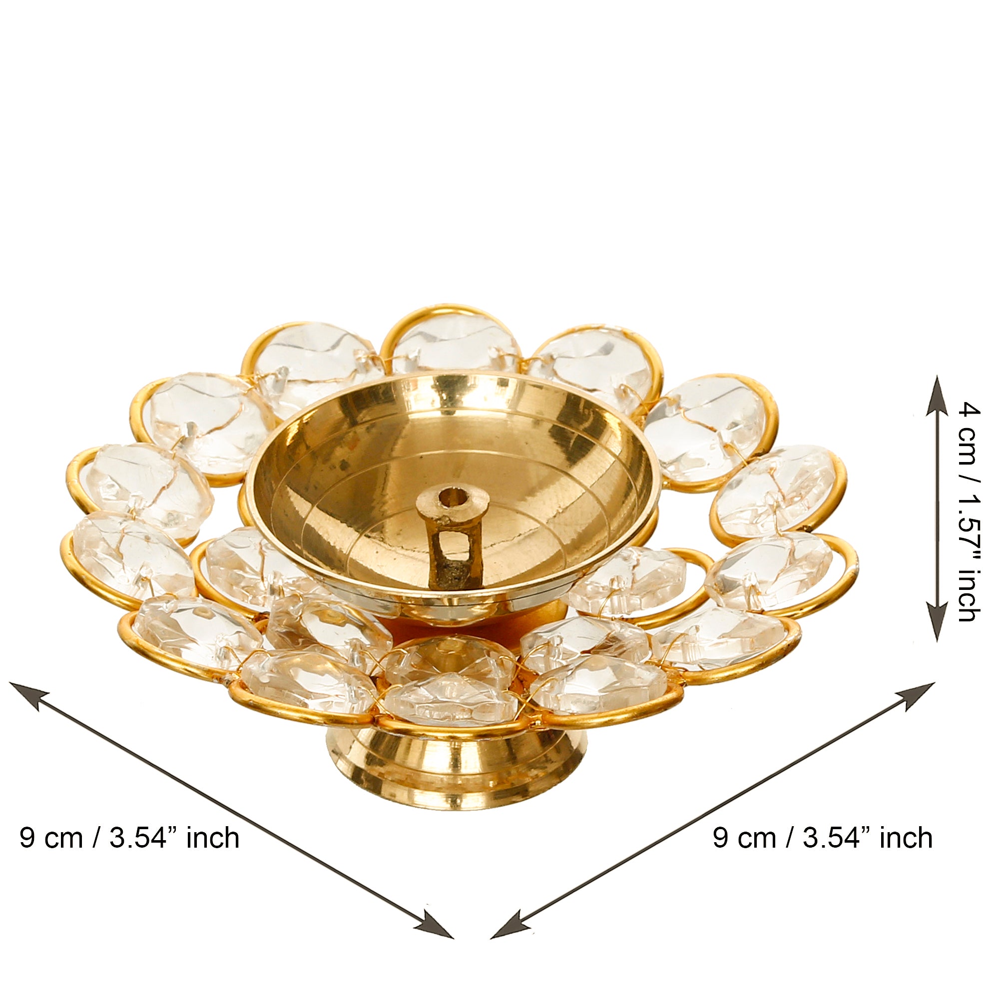 White and Gold Bowl Shape Crystal Tea Light Holder 3