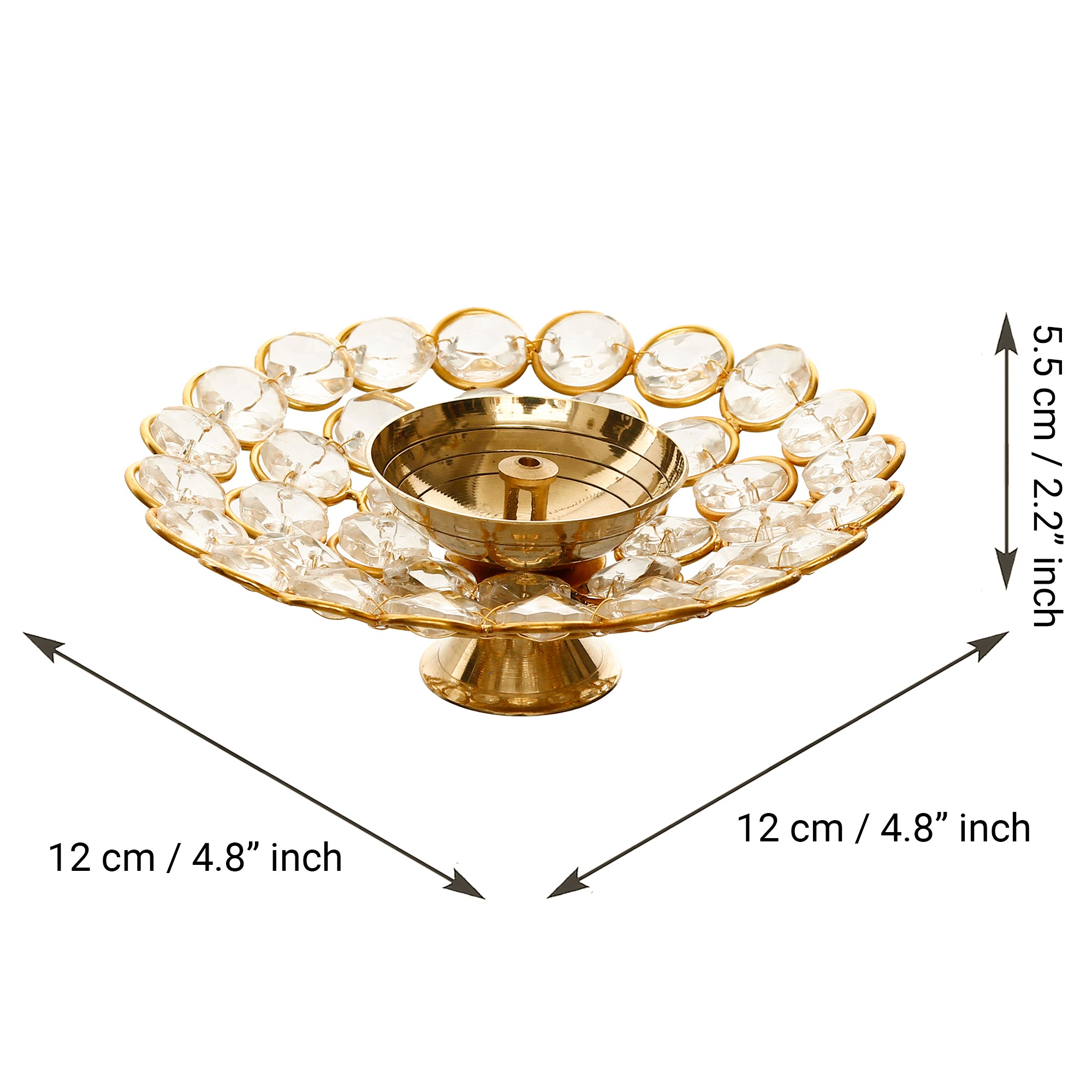 White and Gold Bowl Shape Small Crystal Tea Light Holder 3