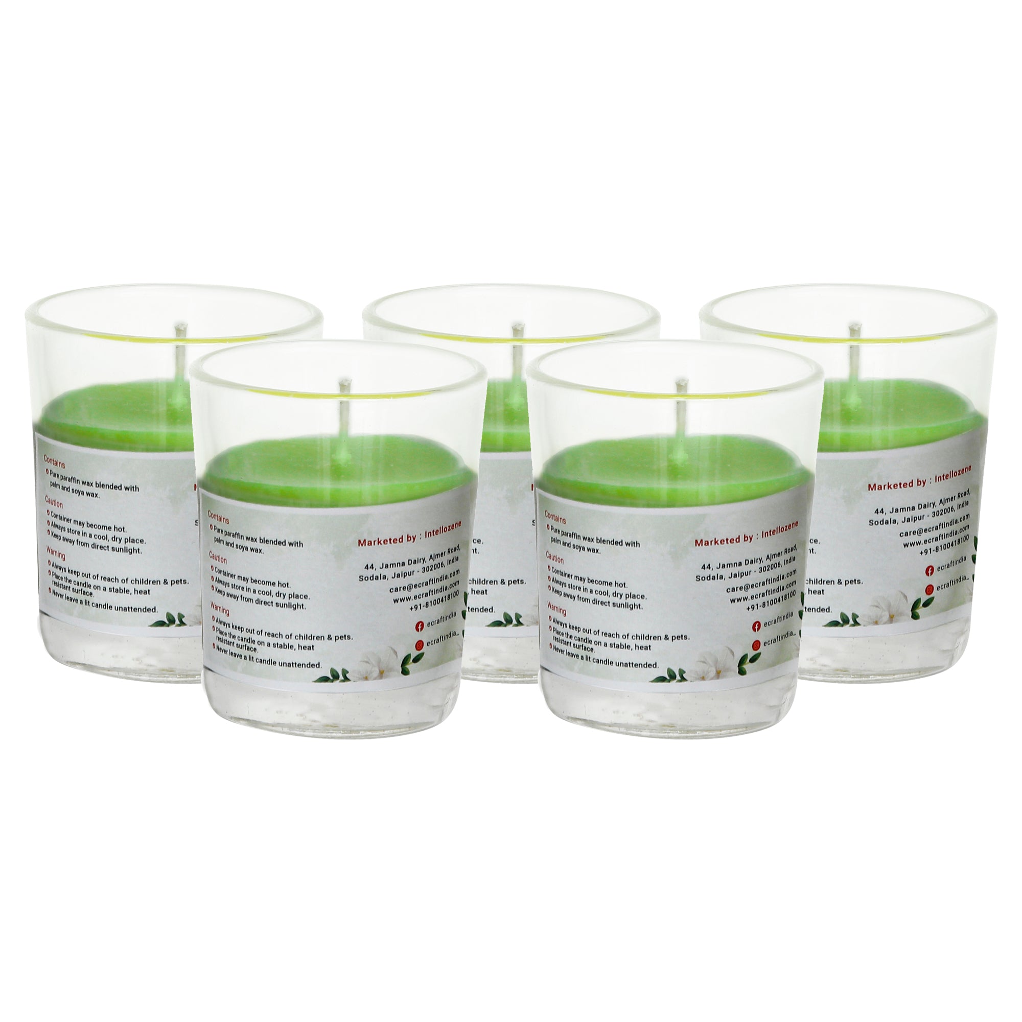 Set Of 5 Glass Jasmine Scented Candles 4