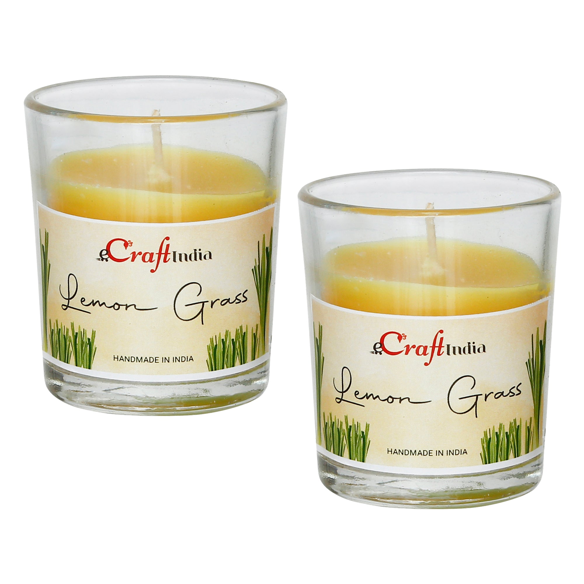Set of 2 Lemon Grass Scented Glass Candle 2