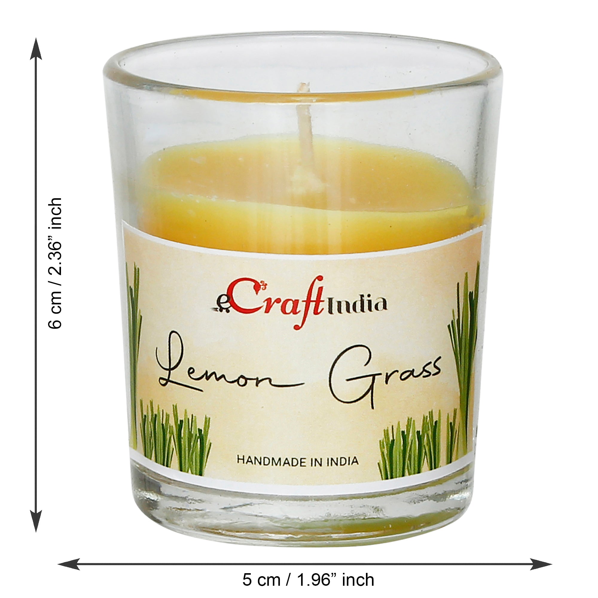 Set of 2 Lemon Grass Scented Glass Candle 3