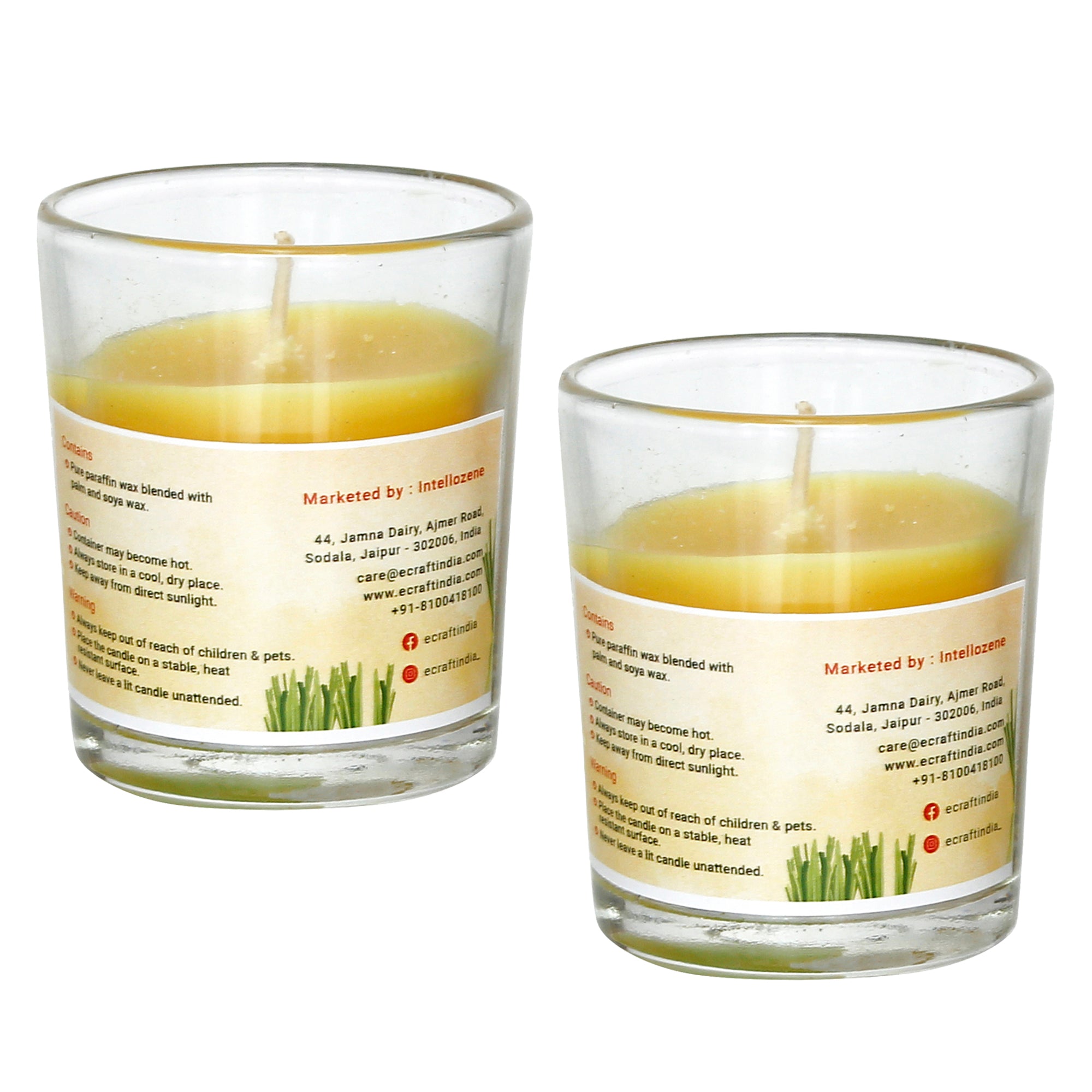 Set of 2 Lemon Grass Scented Glass Candle 4