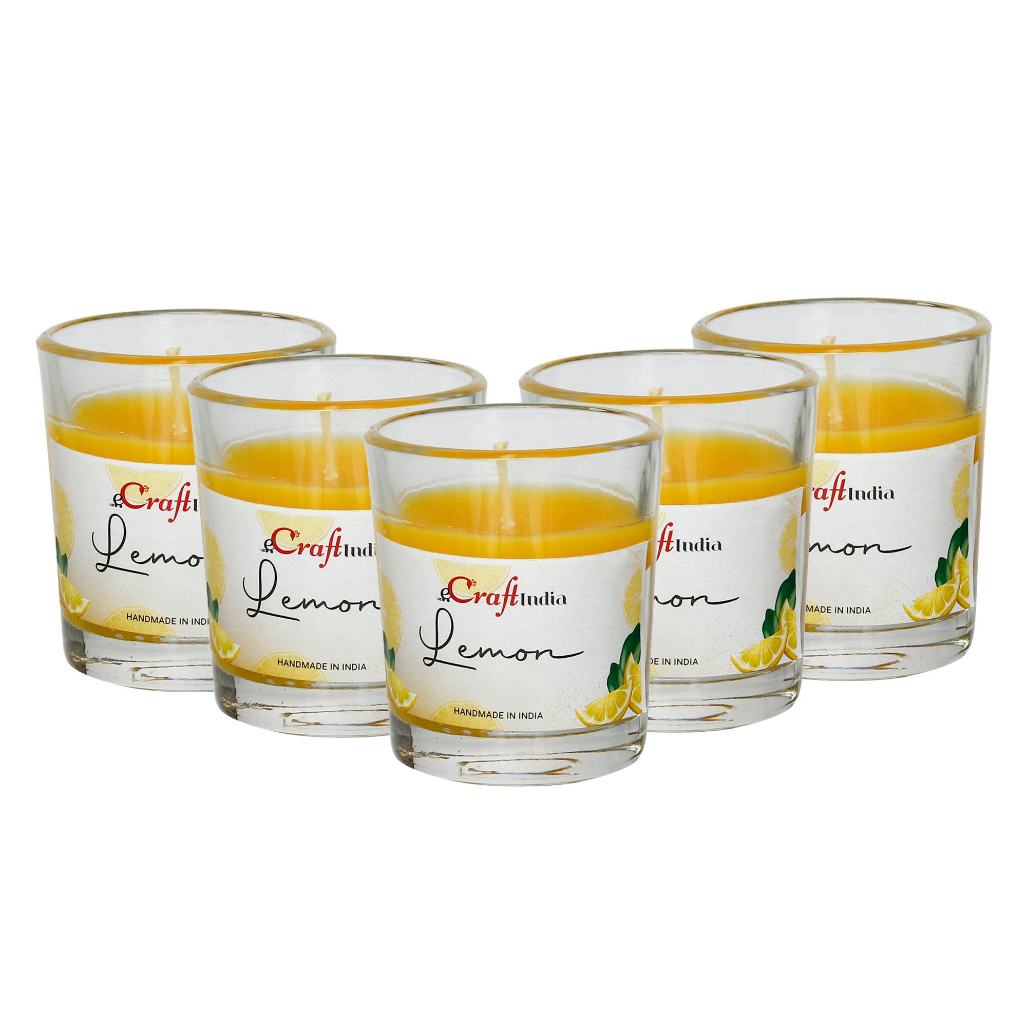 Set of 5 Lemon Scented Glass Candle 2