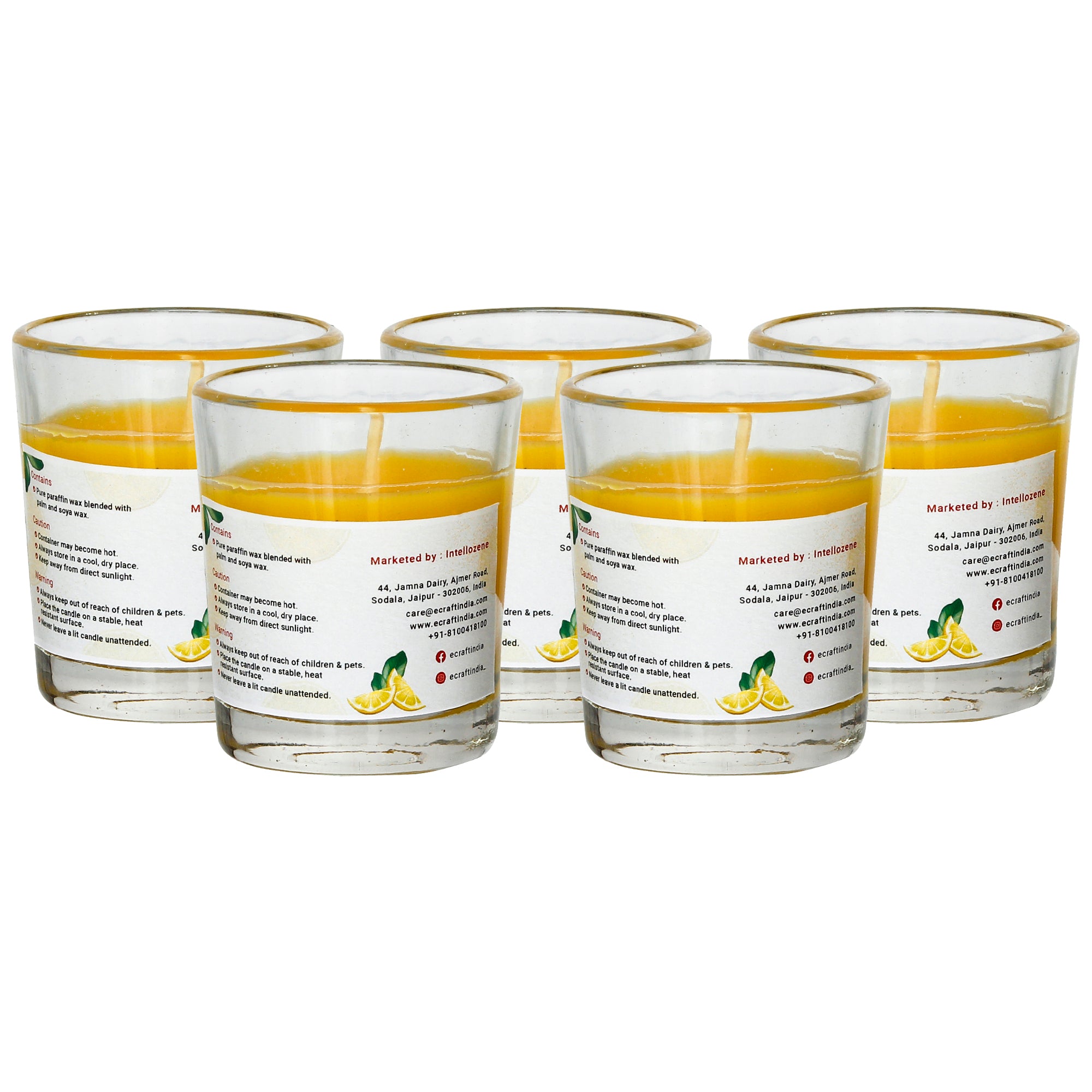 Set of 5 Lemon Scented Glass Candle 4