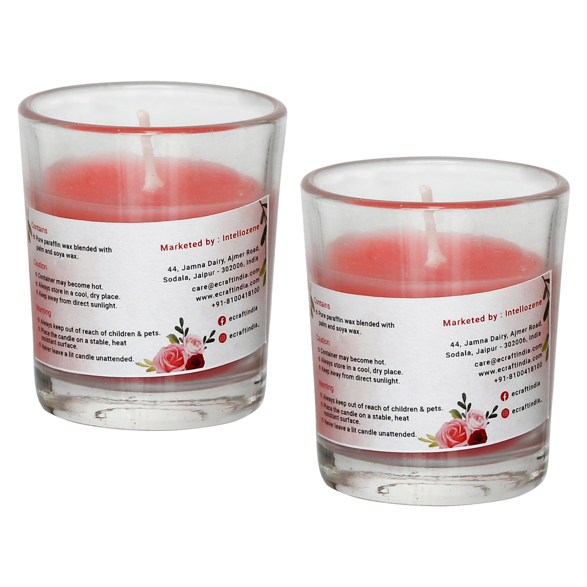 Set Of 2 Glass Rose Scented Candles 4