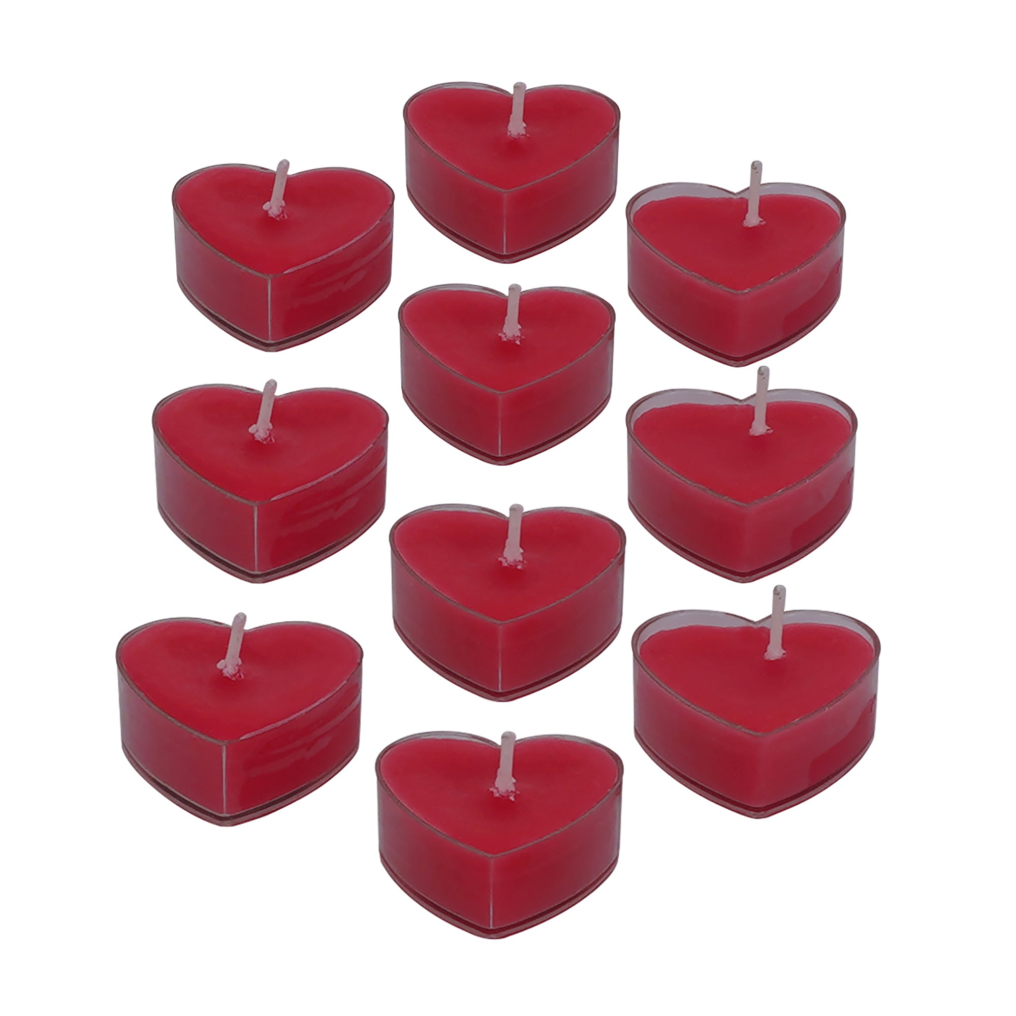 Set Of 10 Romantic Heart Shaped Rose Scented Tea Light Candles 2