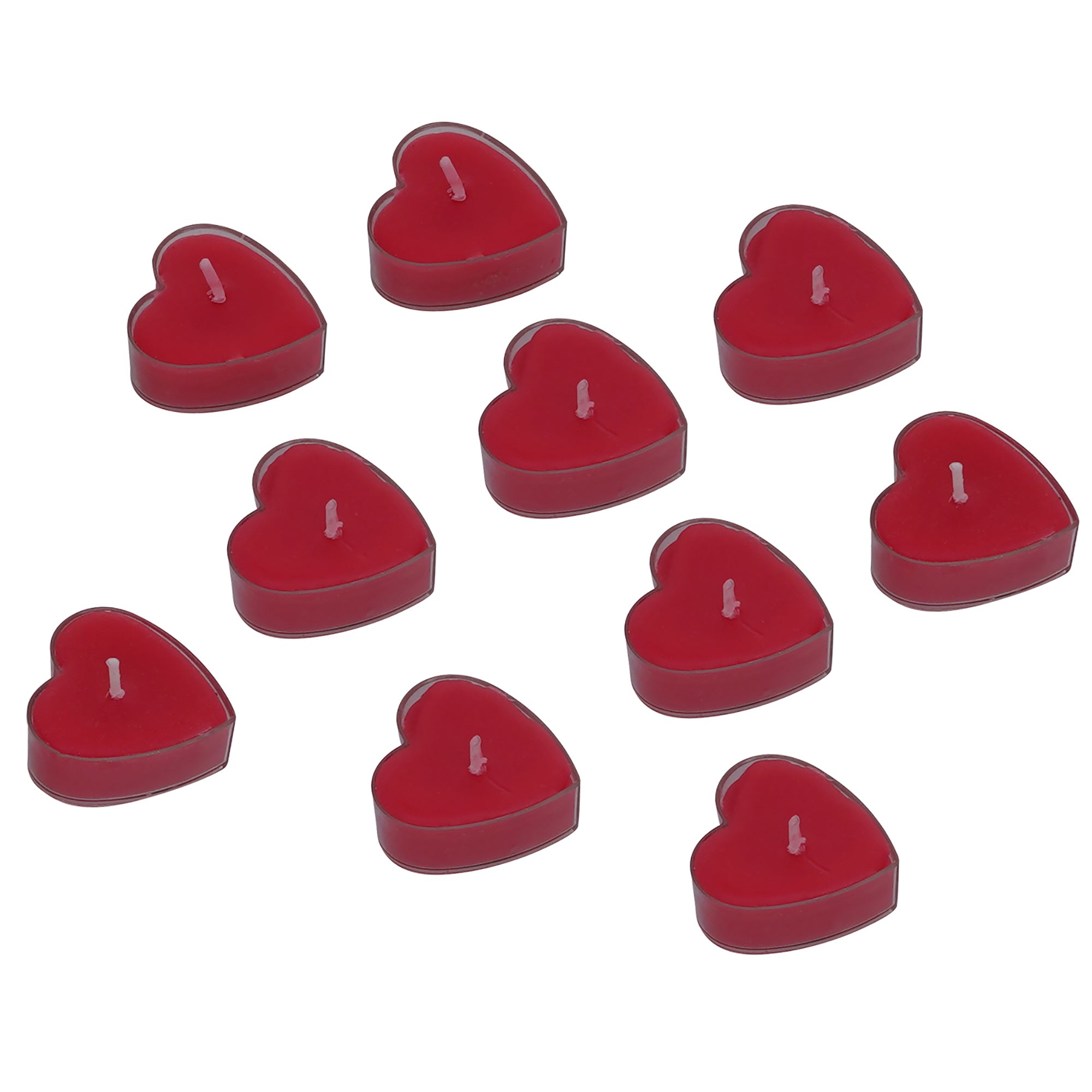 Set Of 10 Romantic Heart Shaped Rose Scented Tea Light Candles 3