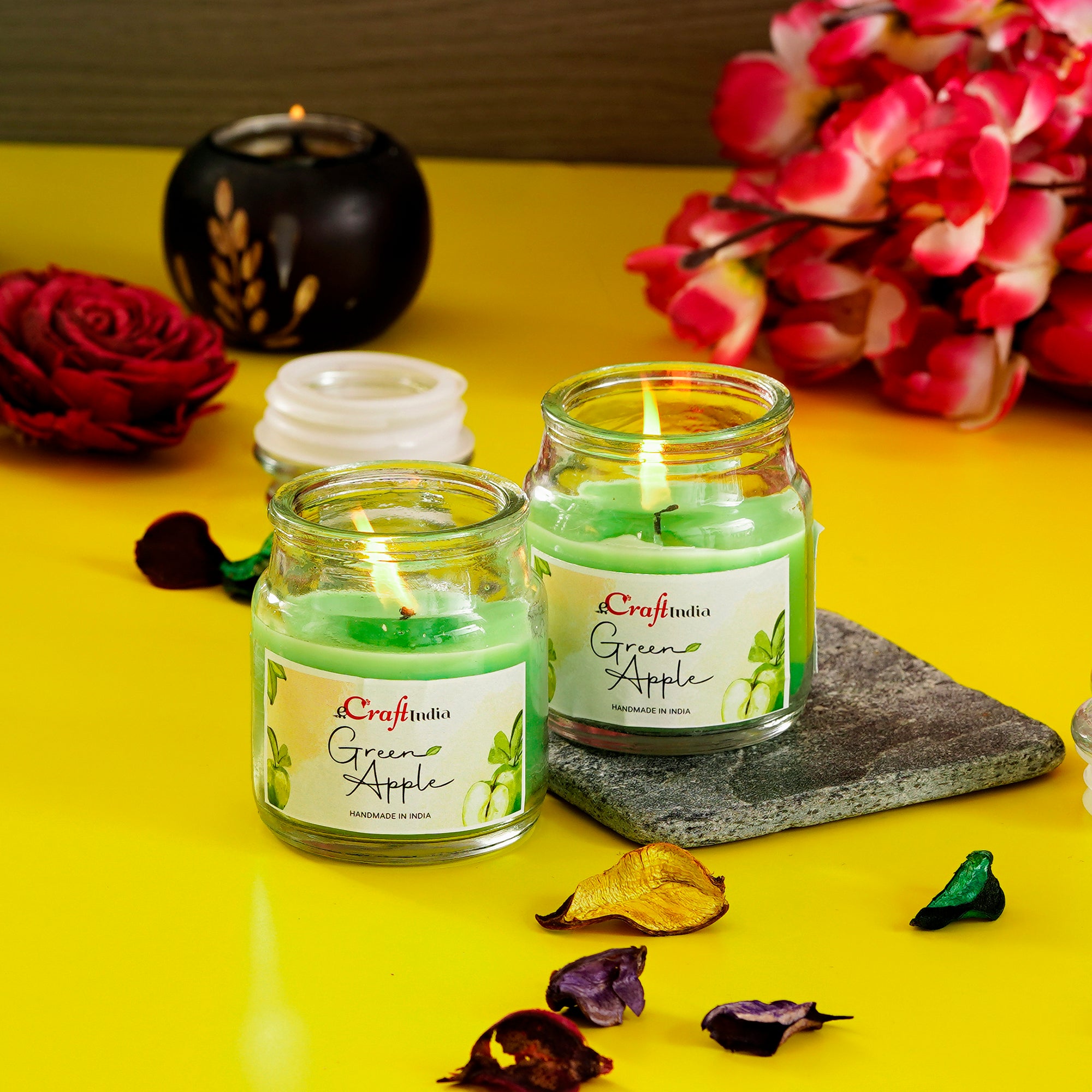 Set of 2 Green Apple Scented Jar Candle 1