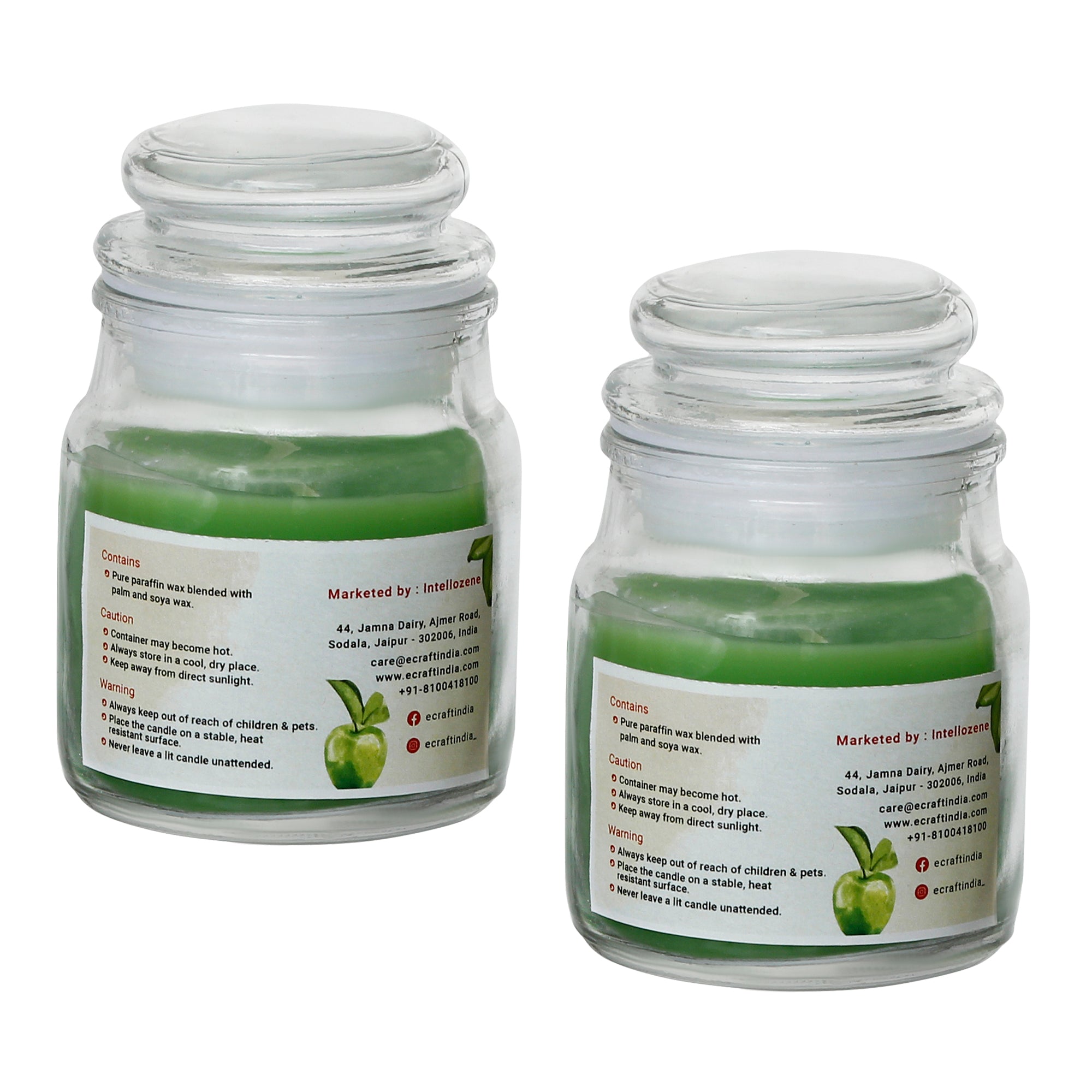 Set of 2 Green Apple Scented Jar Candle 4