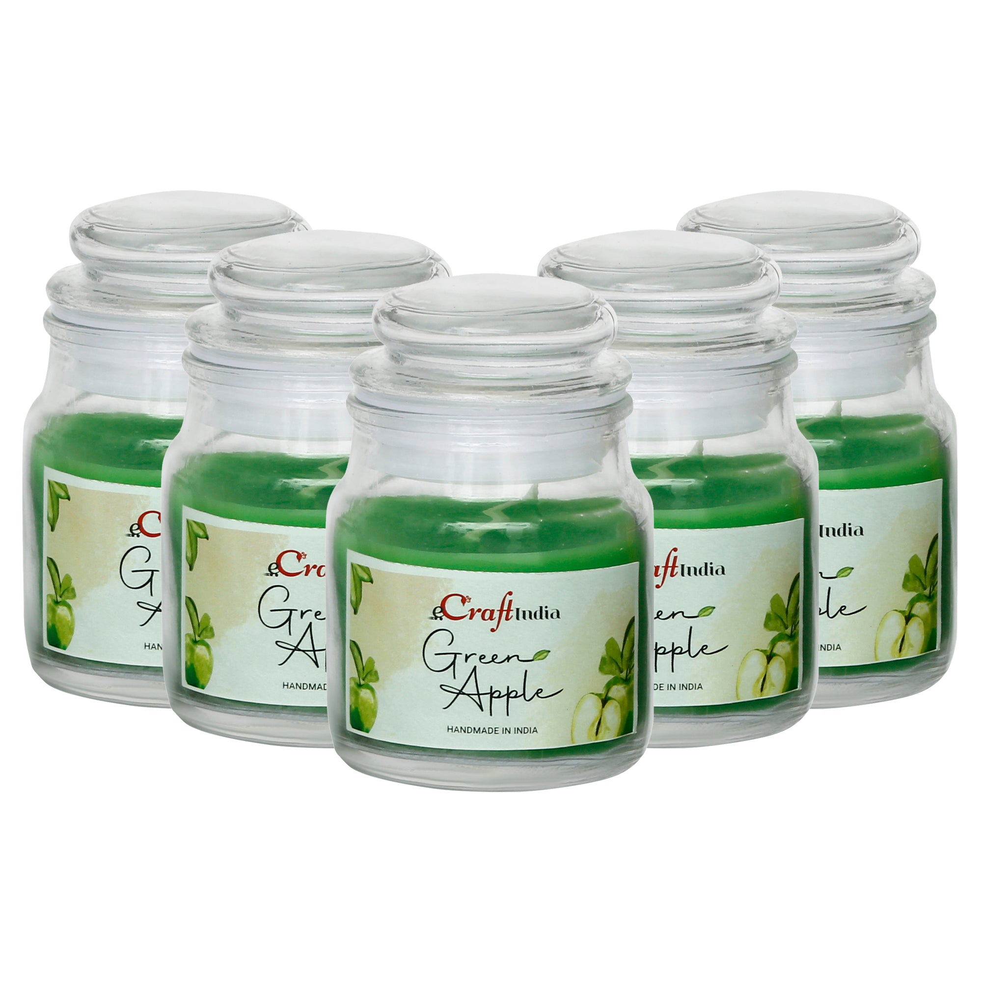 Set of 5 Green Apple Scented Jar Candle 2