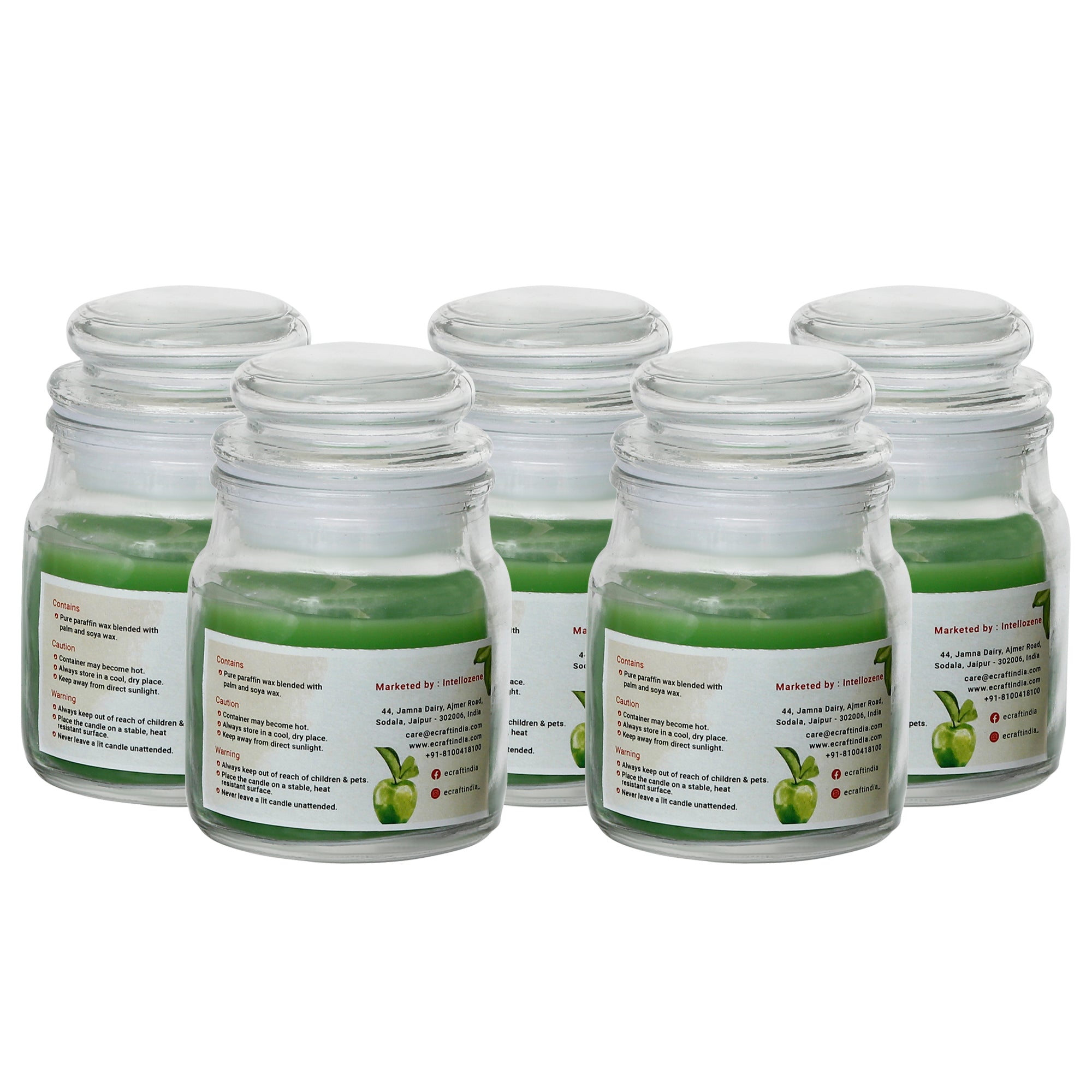 Set of 5 Green Apple Scented Jar Candle 4