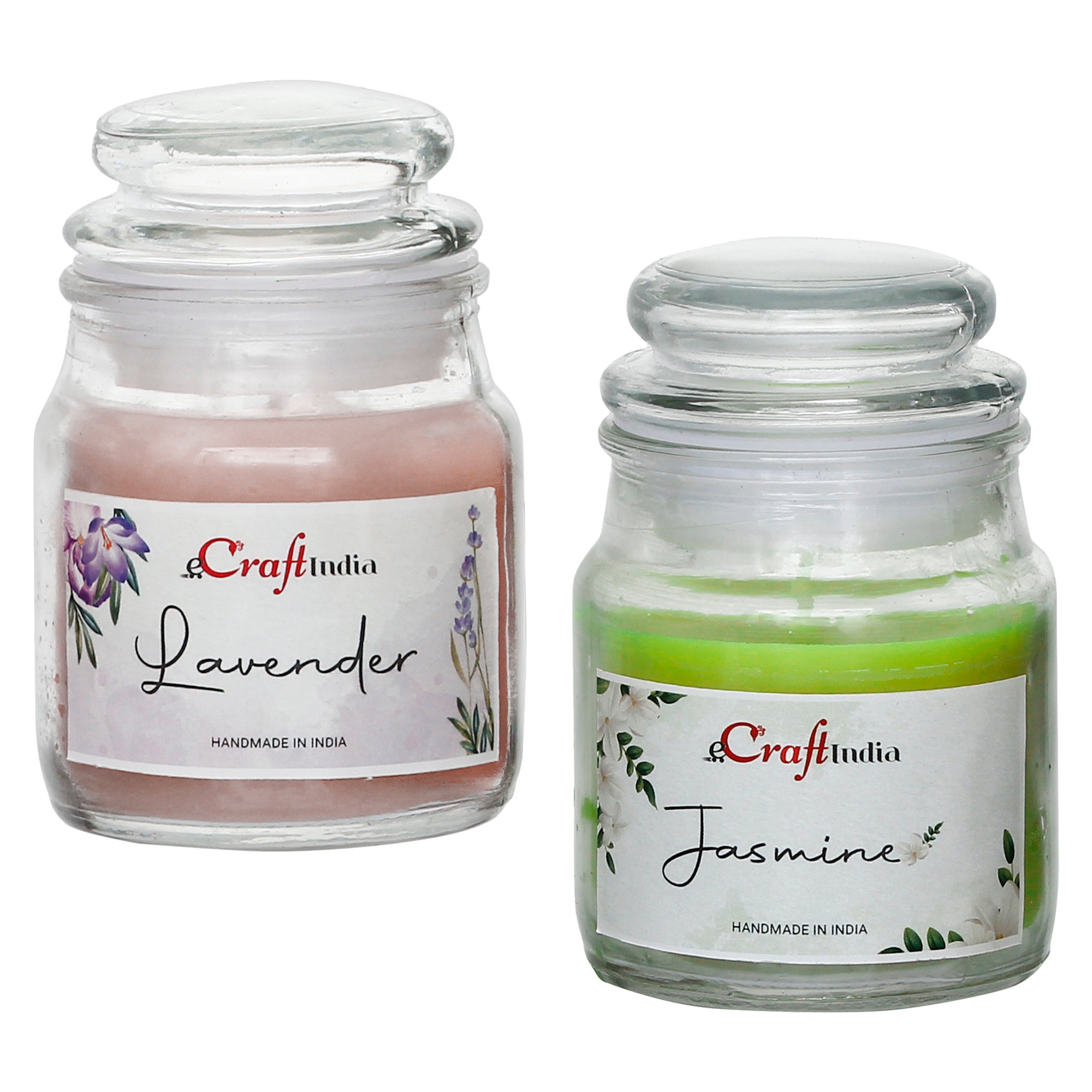 Set of 2 Jasmine and Lavender Scented Jar Candles 2