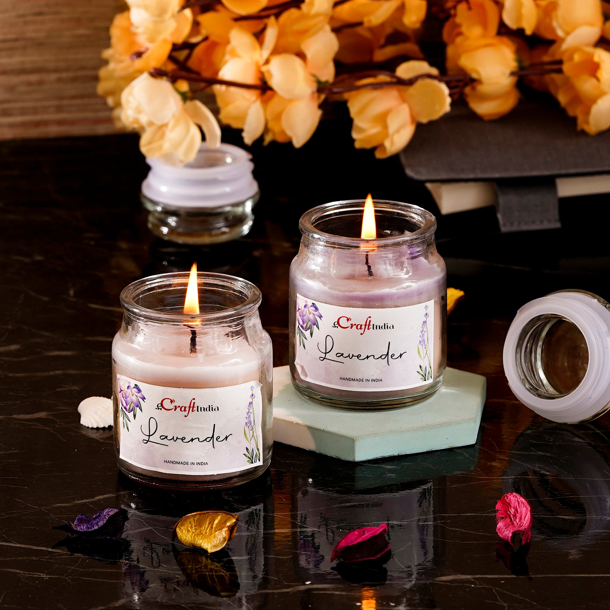 Set of 2 Lavender Scented Jar Candles