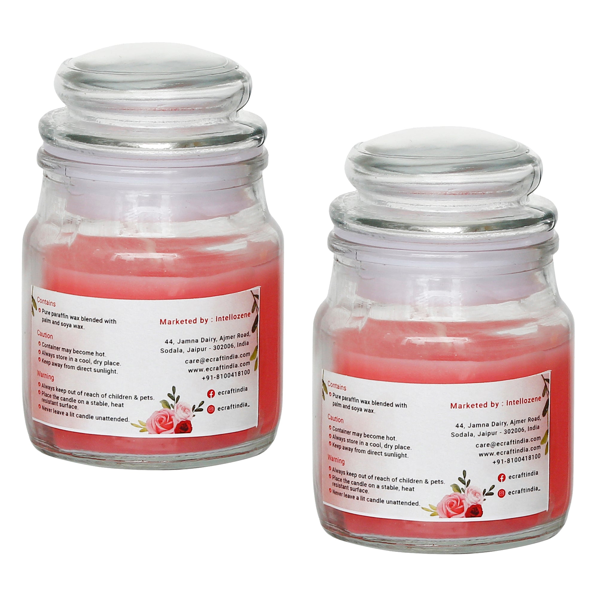 Set of 2 Rose Scented Jar Candle 3