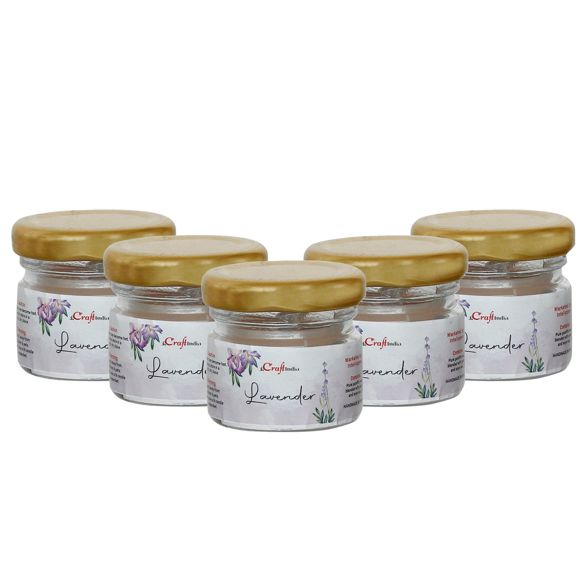 Set Of 5 Mini Jar Lavender Scented Candles 2