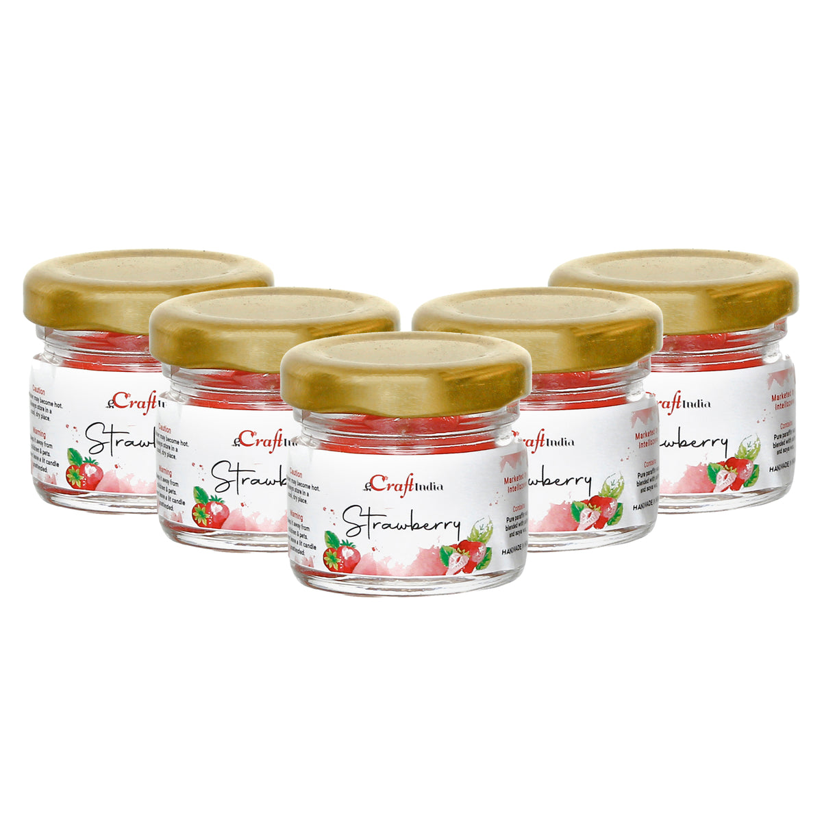 Set of 5 Strawberry Scented MiniJar Candle - eCraftIndia Online