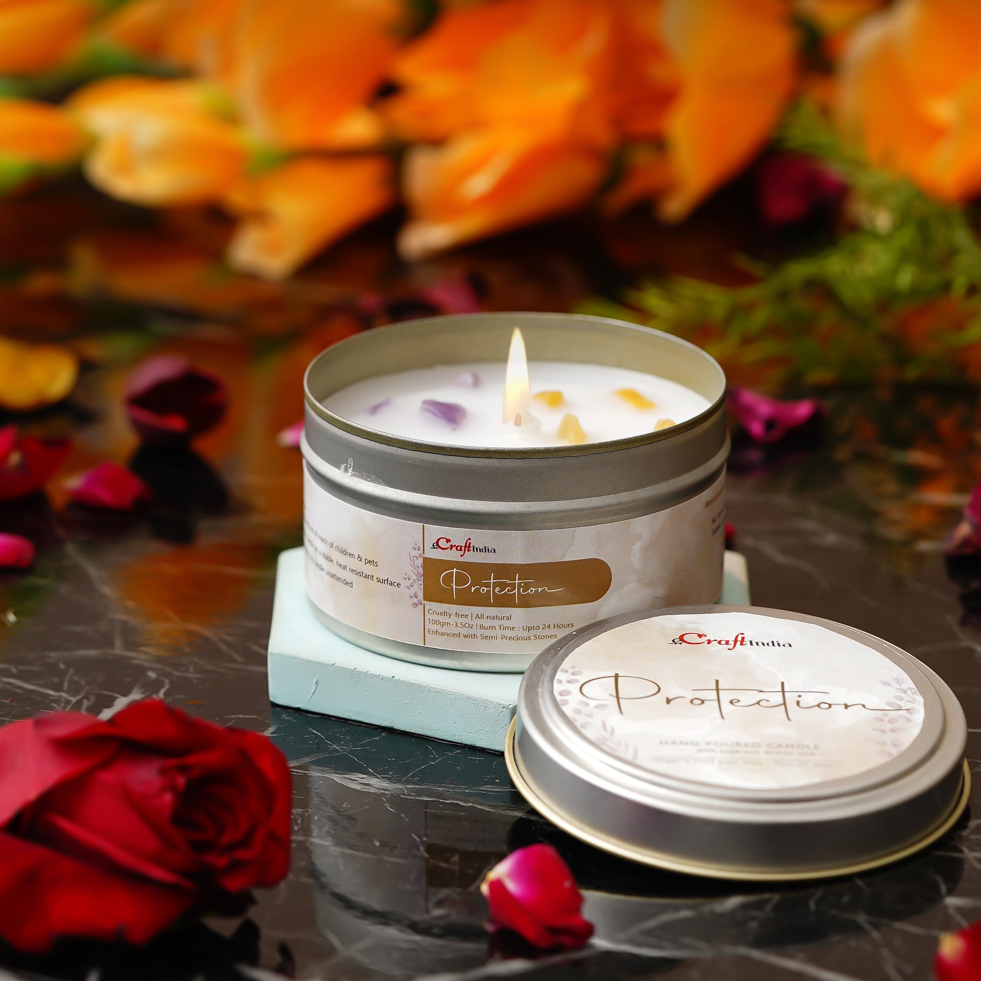 Protection Hand Poured Soya Wax Candle (100 Gm, burn time up to 24 hrs ...