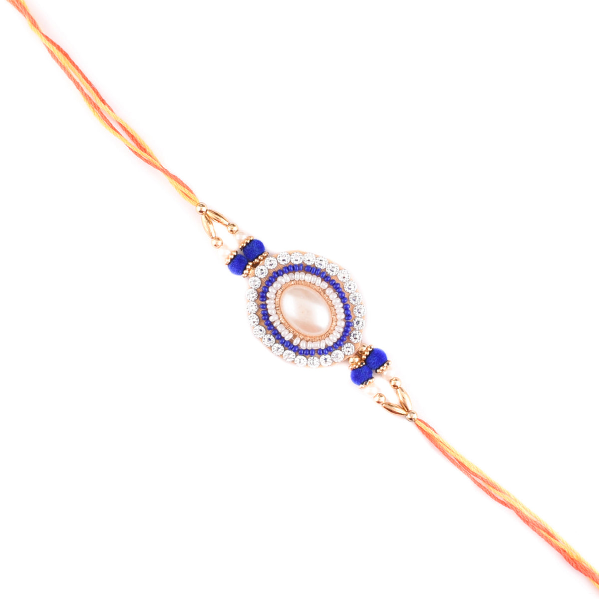 Designer Rakhi with Soan Papdi (500 Gm) and Roli Chawal Pack, Best Wishes Greeting Card 1