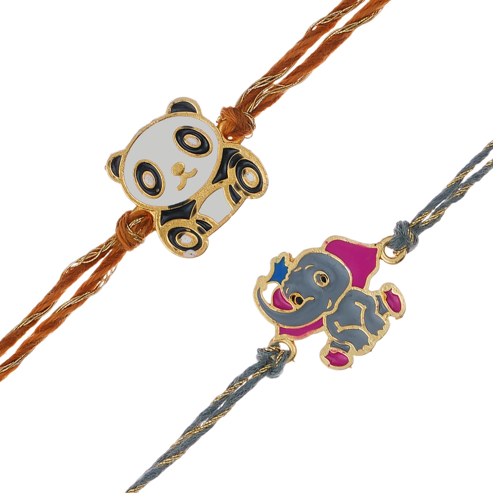 Pack of 2 Panda and Elephant Kids Rakhi and Roli Chawal Pack 1