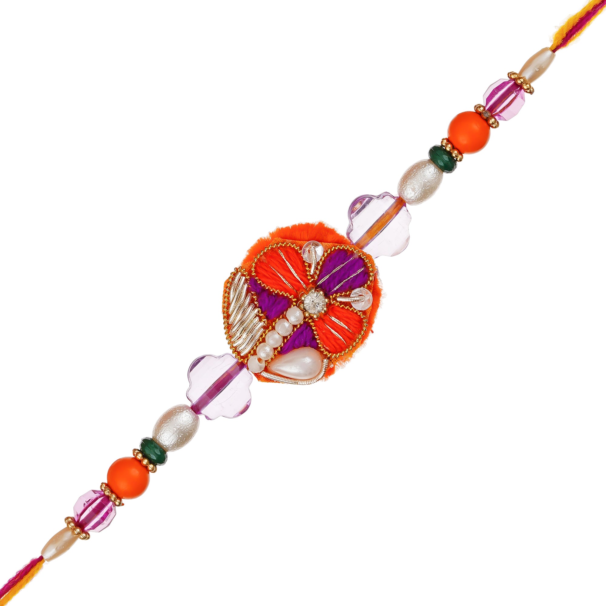 Multicolor Designer Rakhi and Roli Chawal Pack 2