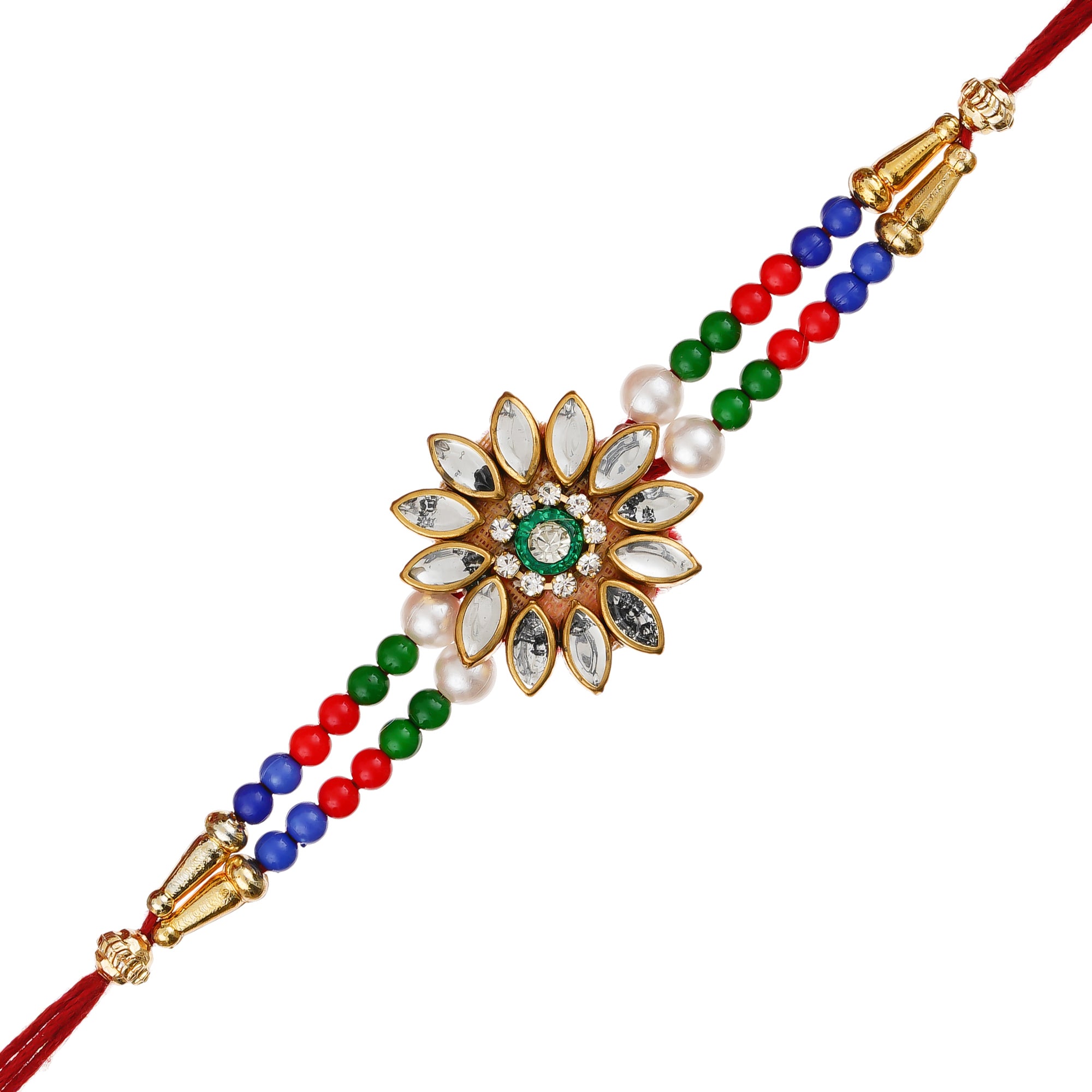 Multicolor Designer Rakhi and Roli Chawal Pack 2