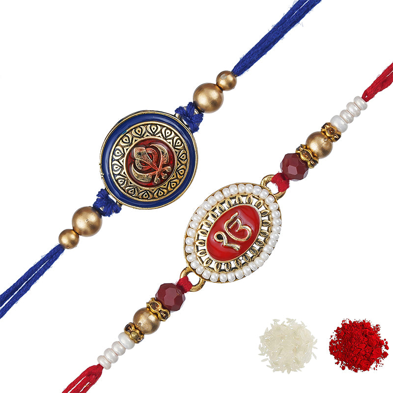 eCraftIndia Set of 2 Ik Onkar and Khanda Sikh Symbols Religious Rakhis