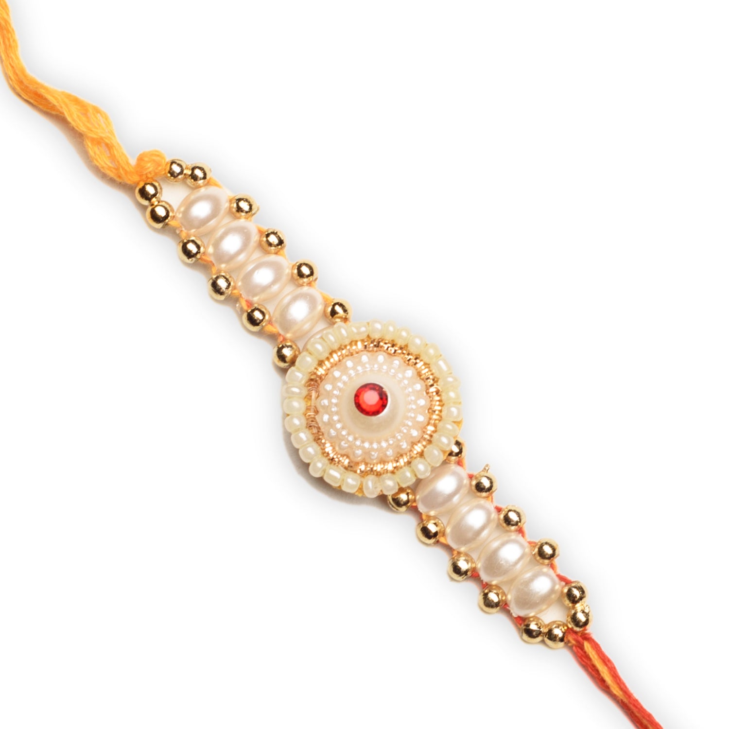 Designer Rakhi with Ferrero Rocher (4 pcs) and Roli Chawal Pack, Best Wishes Greeting Card 1