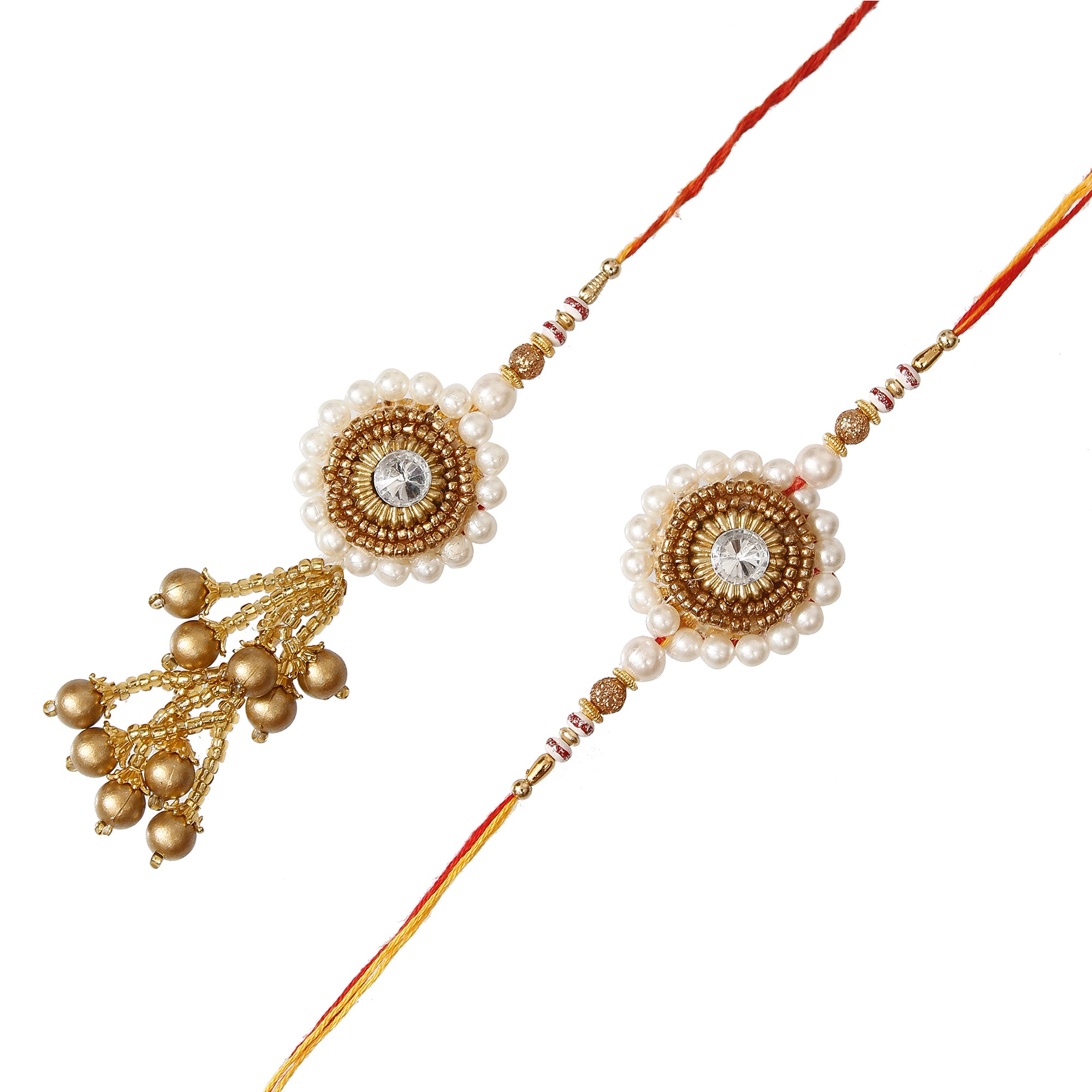 Designer Bhaiya Bhabhi Rakhi and Roli Chawal Pack, Best Wishes Greeting Card 1