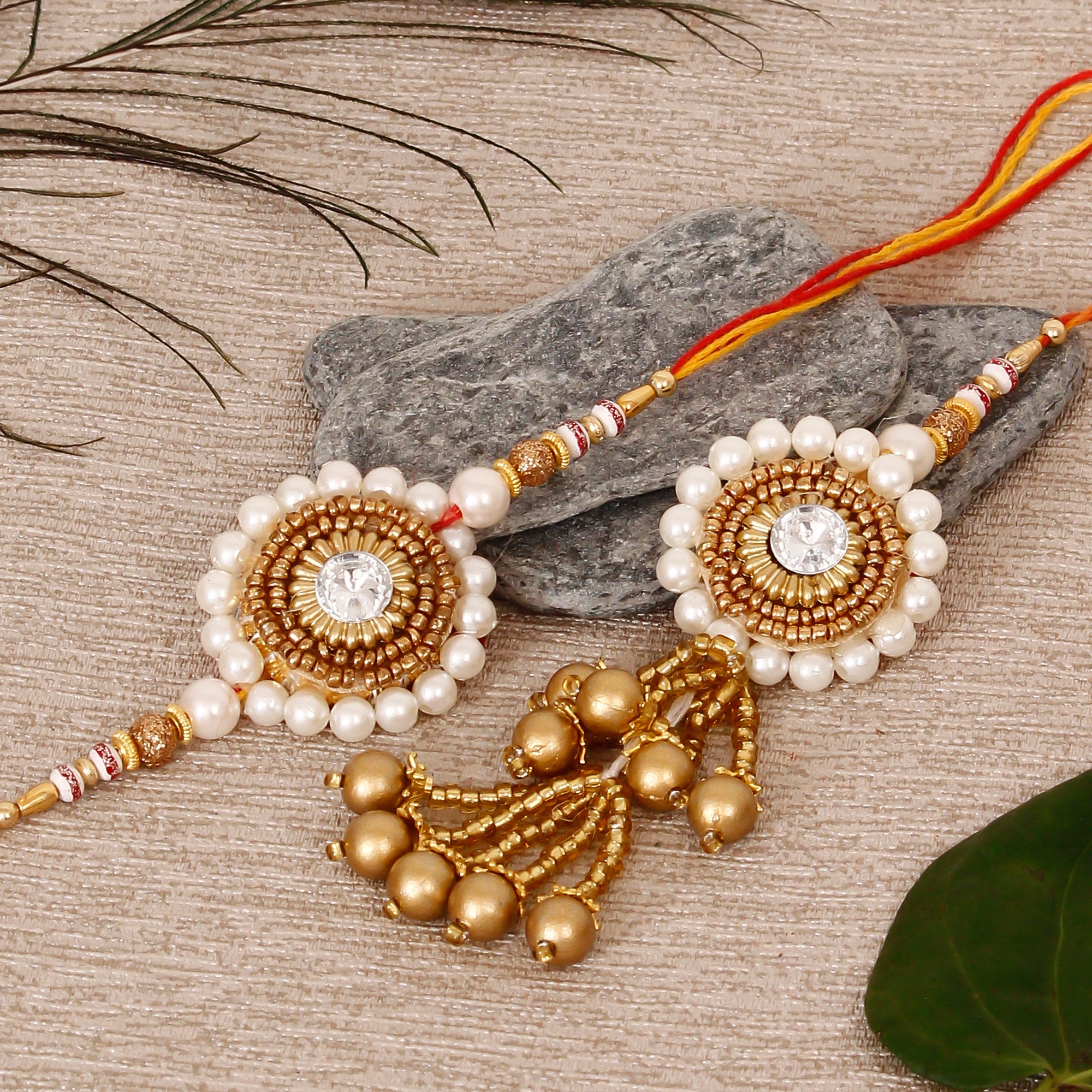 Designer Bhaiya Bhabhi Rakhi and Roli Chawal Pack, Best Wishes Greeting Card
