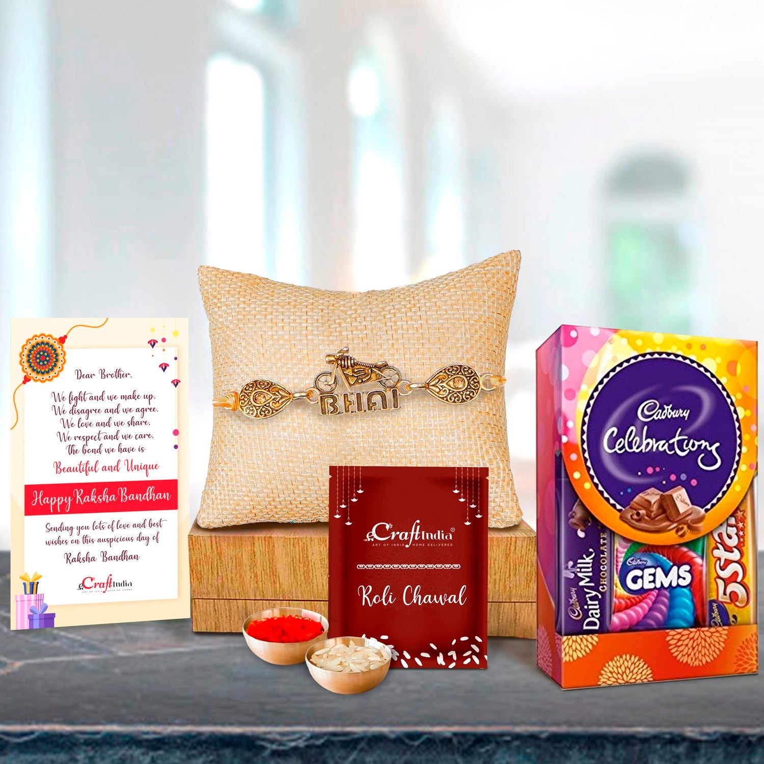 Designer Bike Bhai Rakhi with Cadbury Celebrations Gift Pack of 5 ...