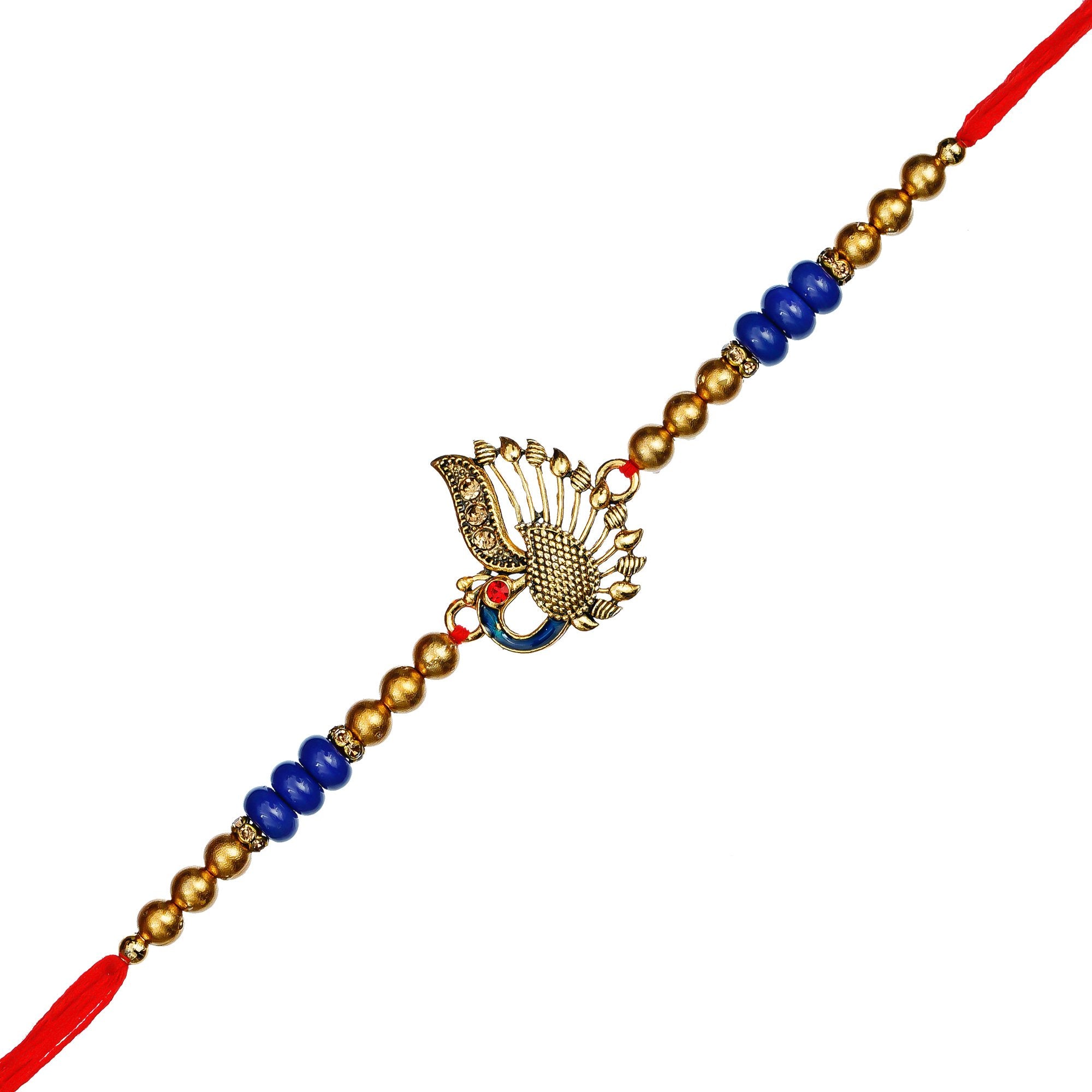 Designer Peacock Rakhi and Roli Chawal Pack 1