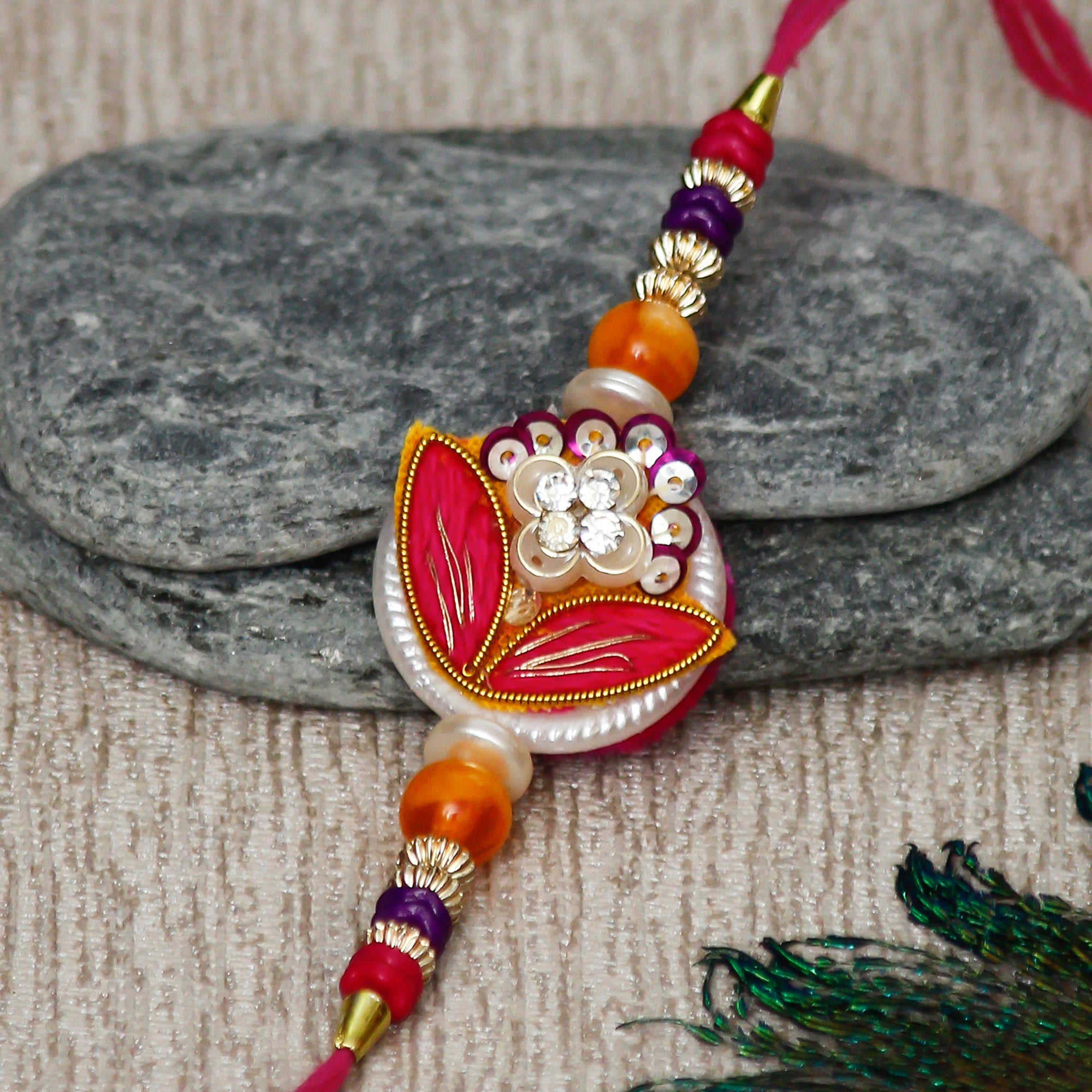 Designer Rakhi and Roli Chawal Pack