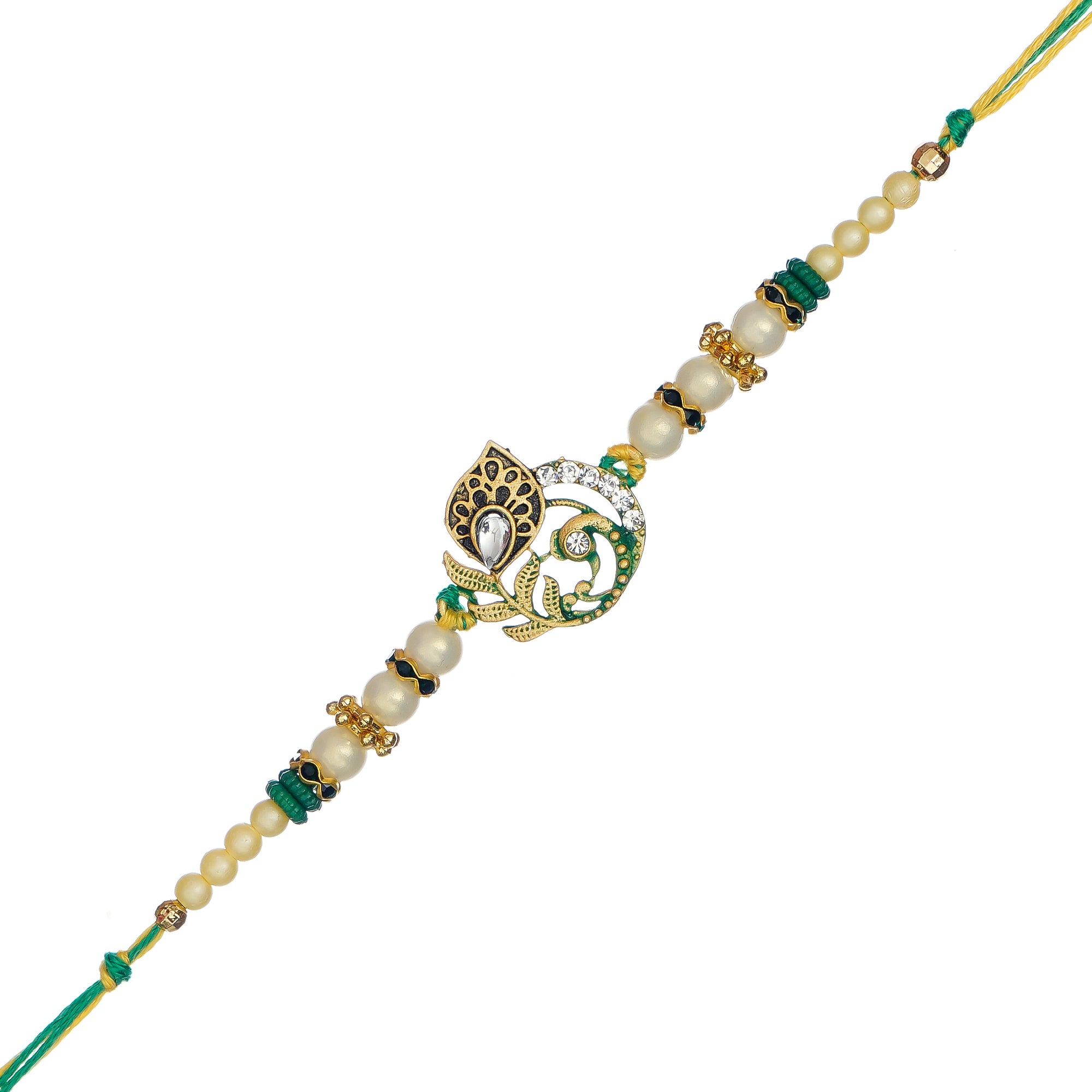 Designer Mor Pankh Rakhi and Roli Chawal Pack, Best Wishes Greeting Card 1